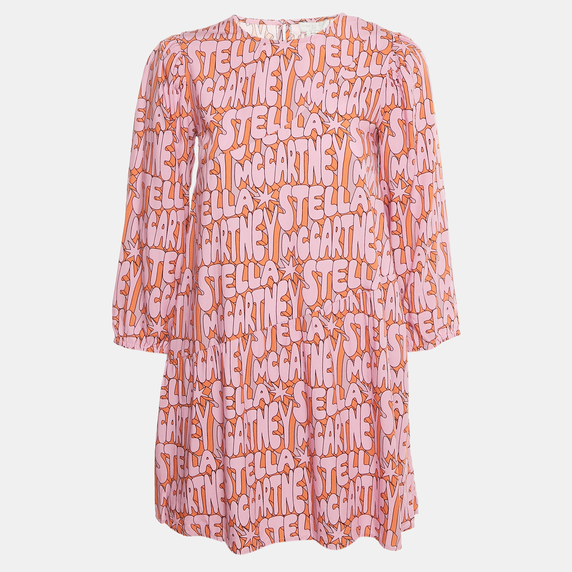 

Stella McCartney Kids Pink Logo Printed Viscose Blend Short Dress 12 Yrs