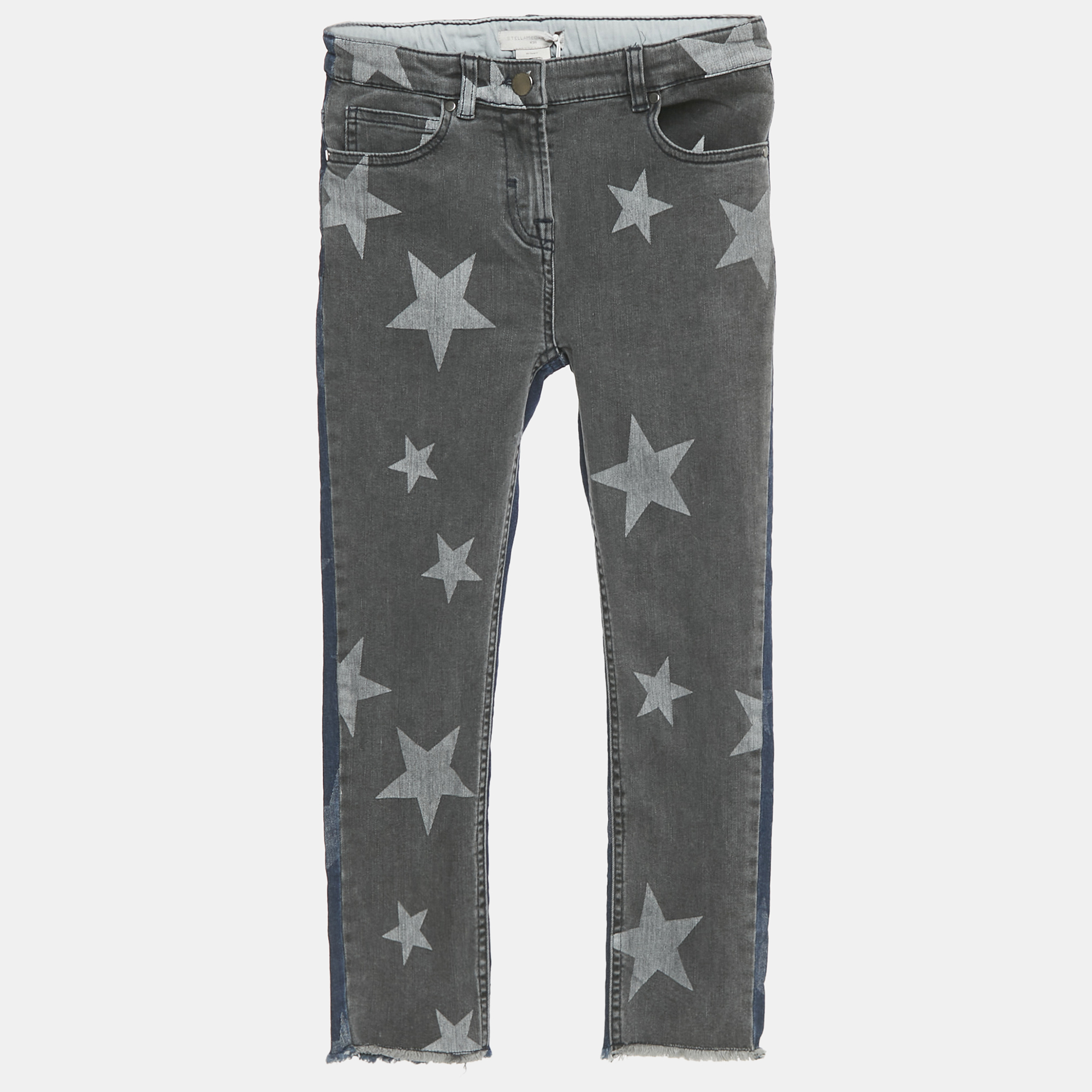 Pre-owned Stella Mccartney Kids Blue Star Print Denim Jeans 10 Yrs In Gray