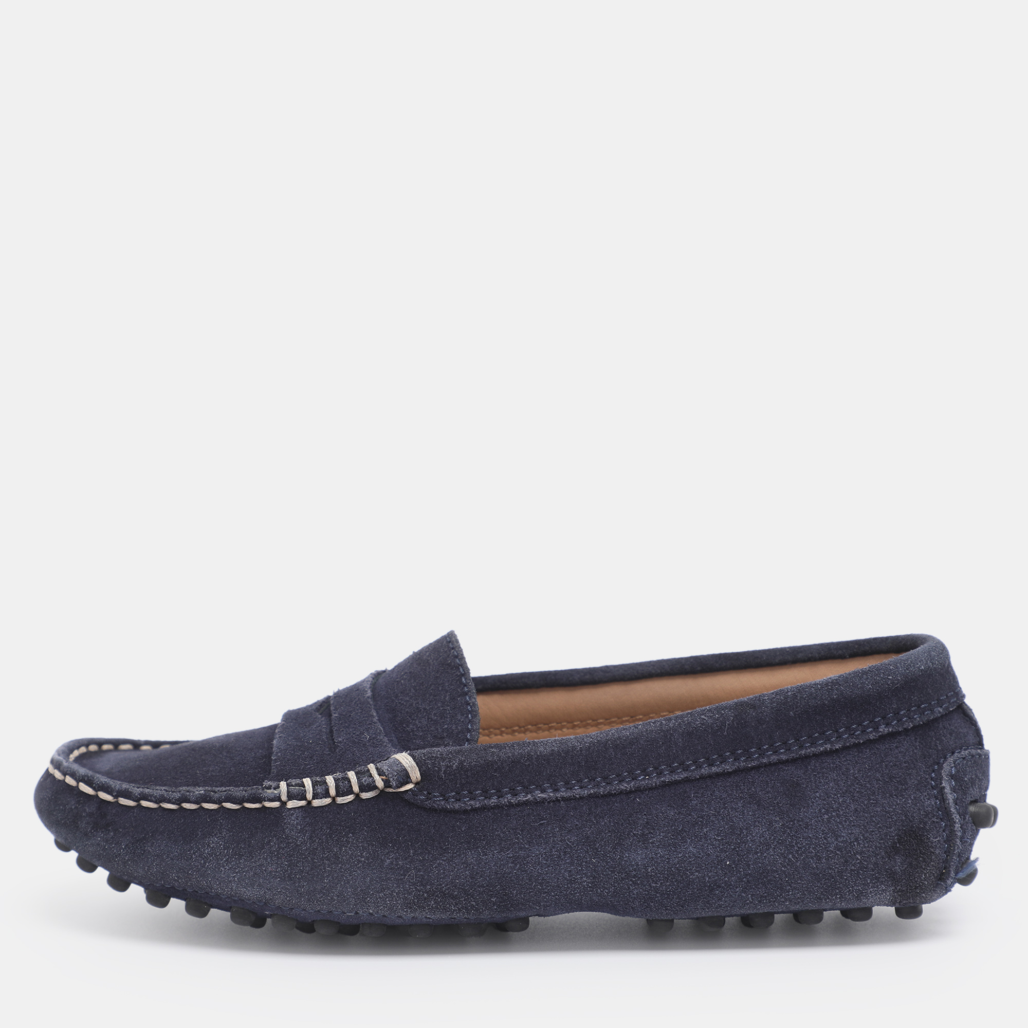 Tod's Navy Blue Suede City Gommino Loafers Size 31