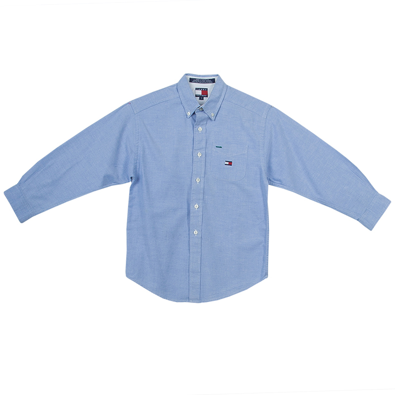 Pre Owned Tommy Hilfiger Blue Long Sleeve Buttondown Cotton Shirt 7 Yrs