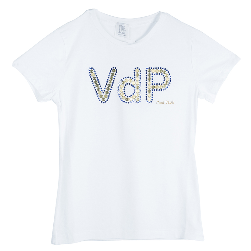 

VDP White Swarovski Embellished Logo Tshirt