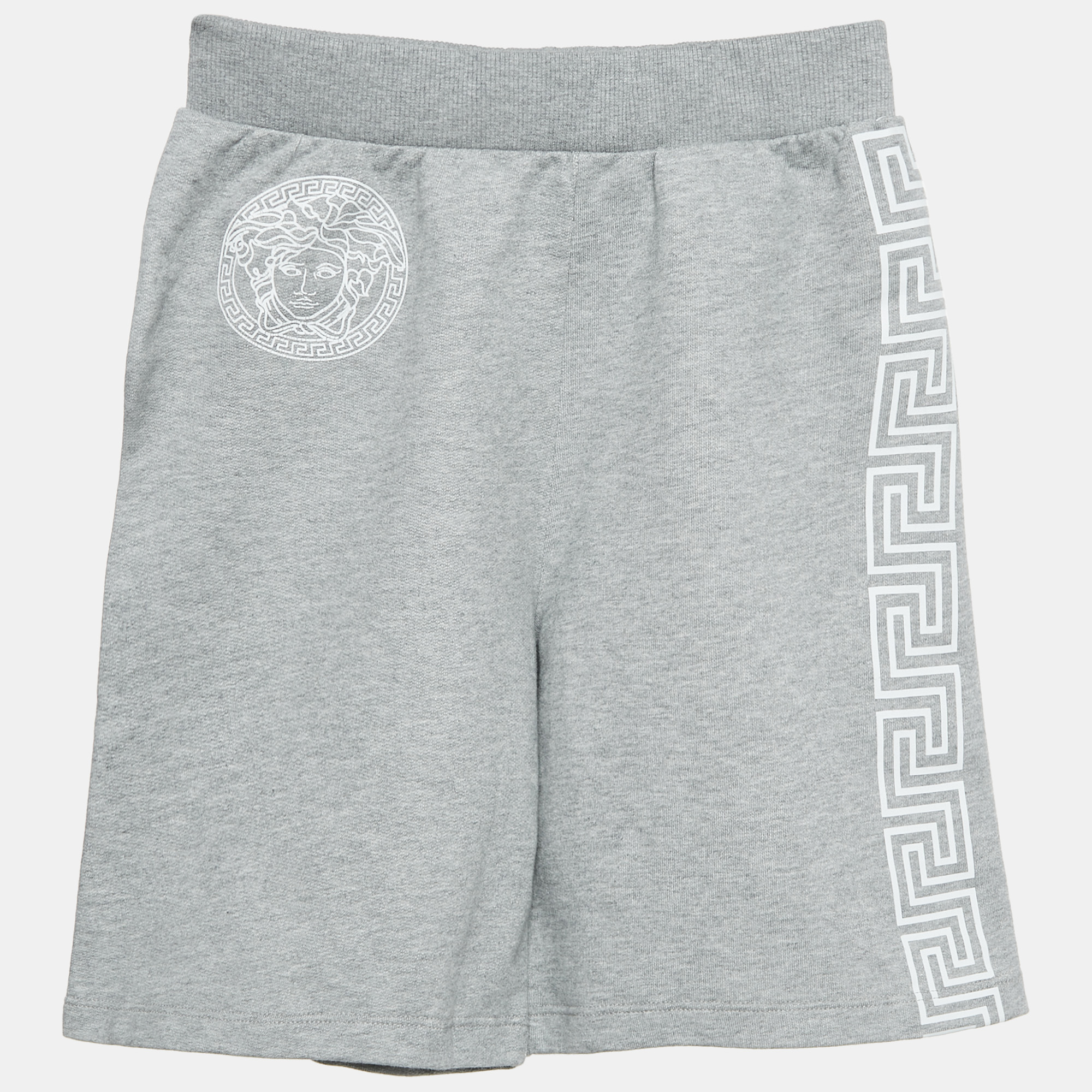 

Versace Kids Grey Greca Print Cotton Shorts 8 Yrs