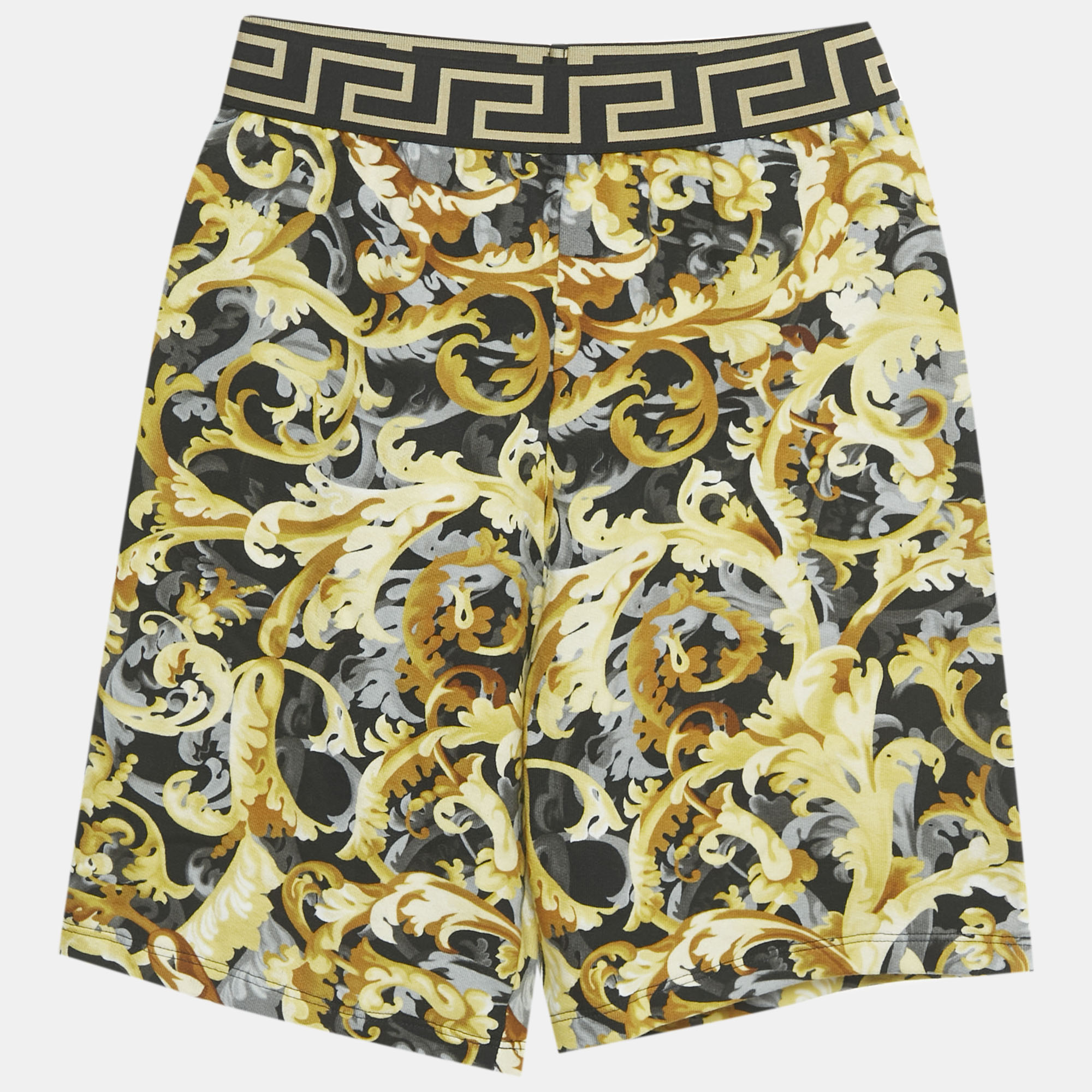 

Versace Kids Yellow Barocco Print Cotton Shorts 10Yrs