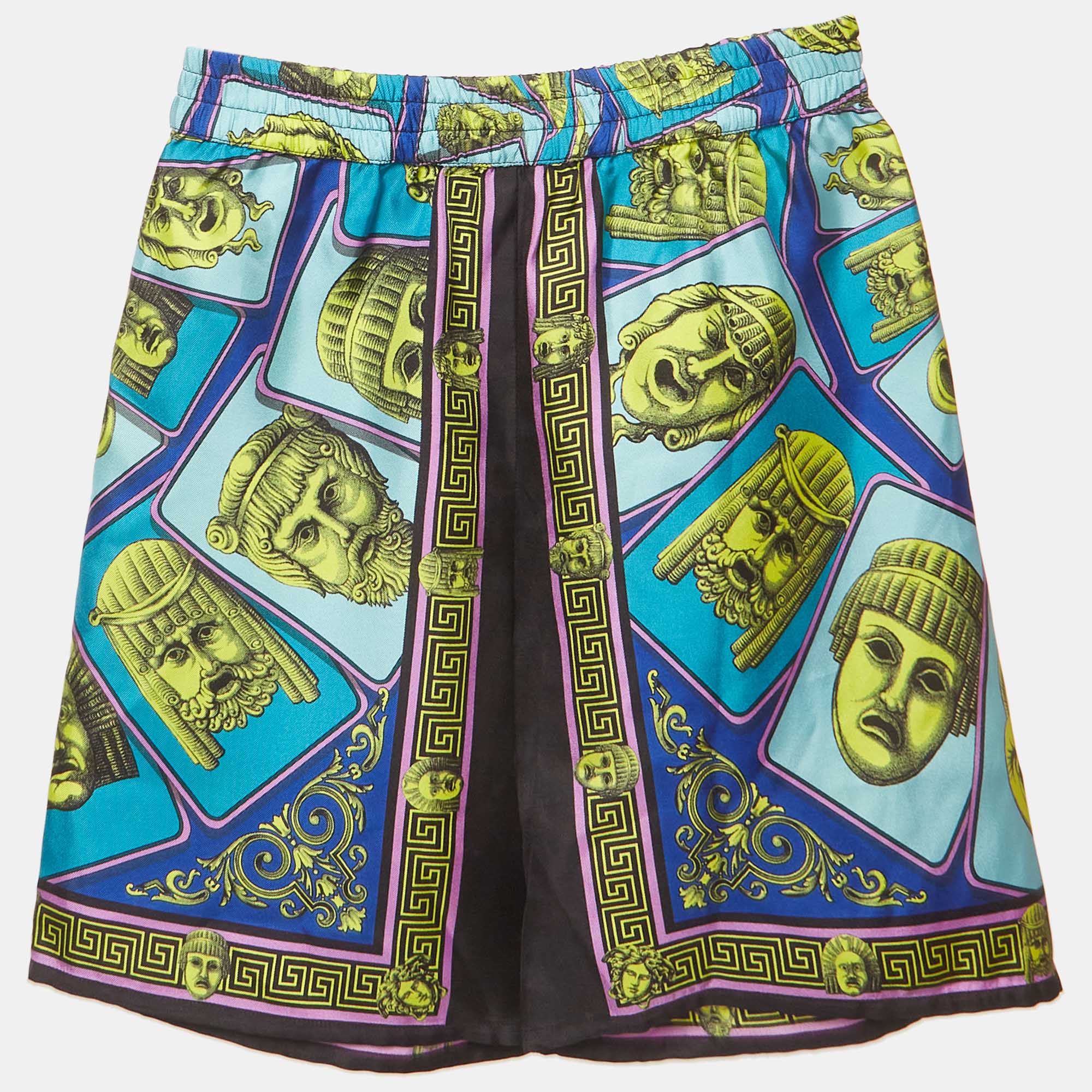 

Versace Multicolor Le Maschere Print Silk Shorts 6Yrs