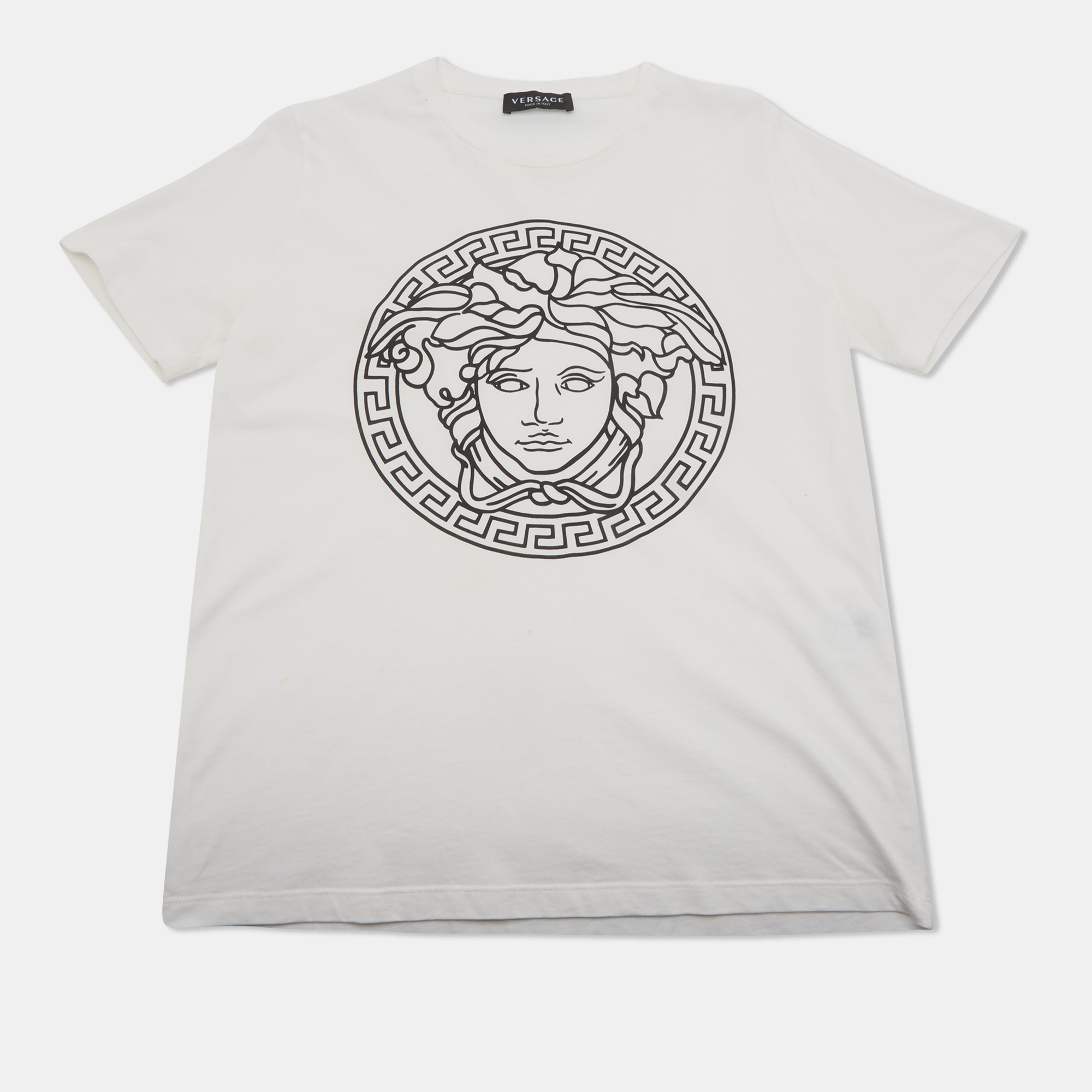 Pre-owned Versace Kids White Medusa Print Cotton Crew Neck T-shirt Size 14 Yrs