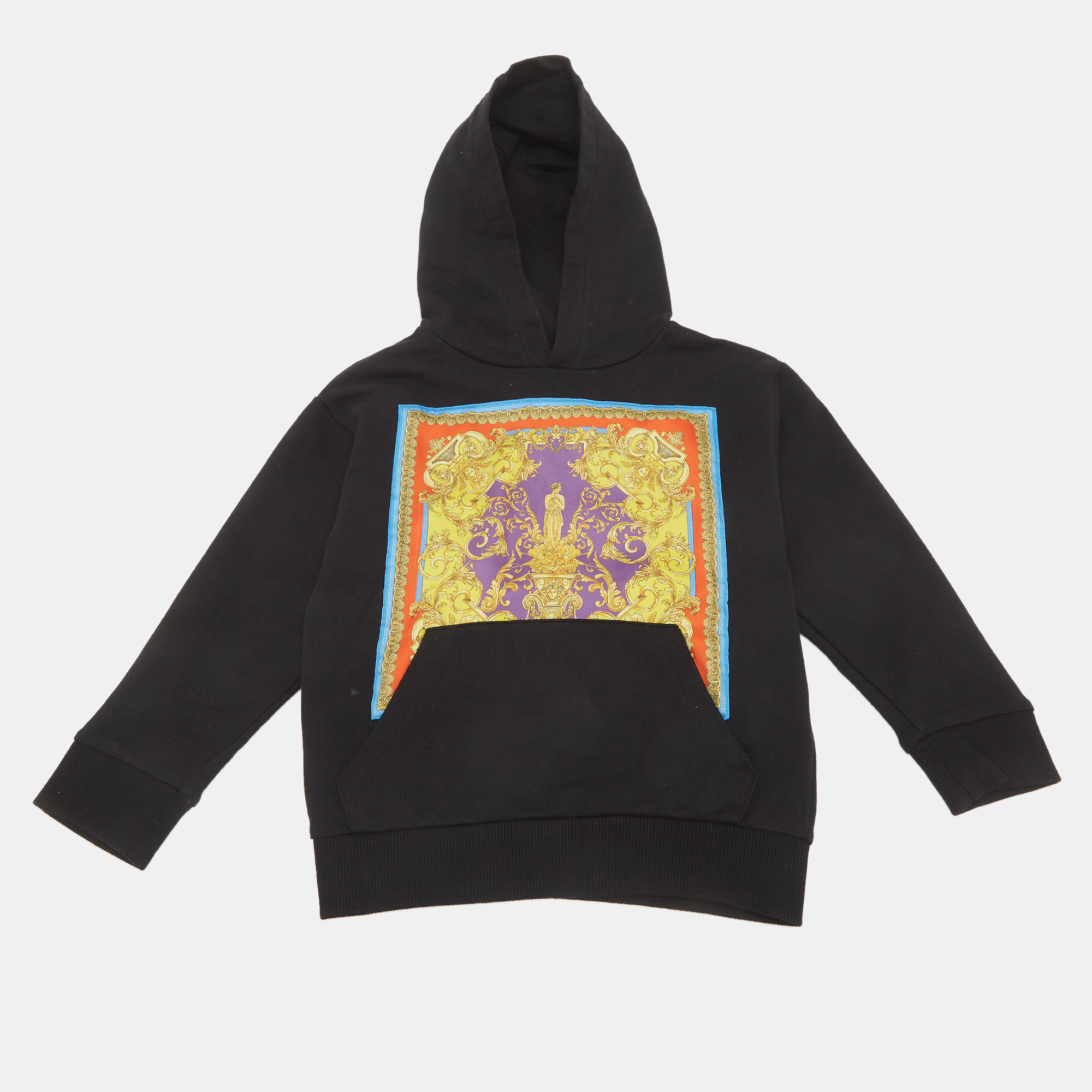 

Versace Kids Black Barocco Goddess Print Hoodie 4Yrs
