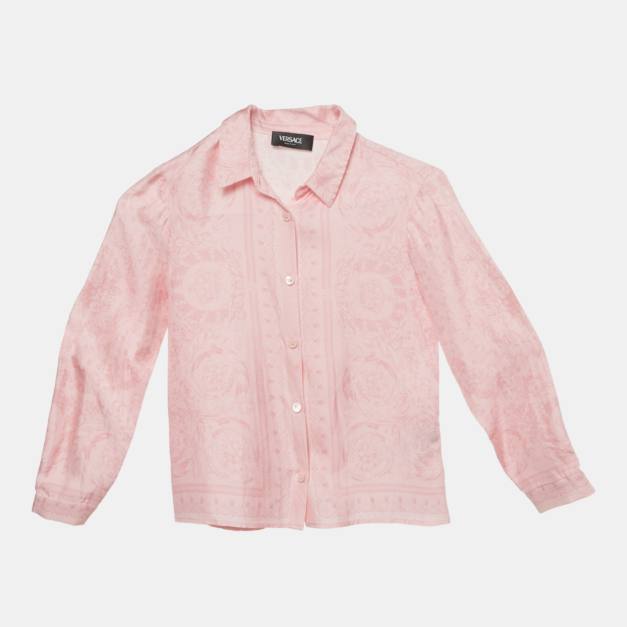 

Versace Pink Barocco Print Silk Shirt & Pleated Skirt Set 8/10 Yrs