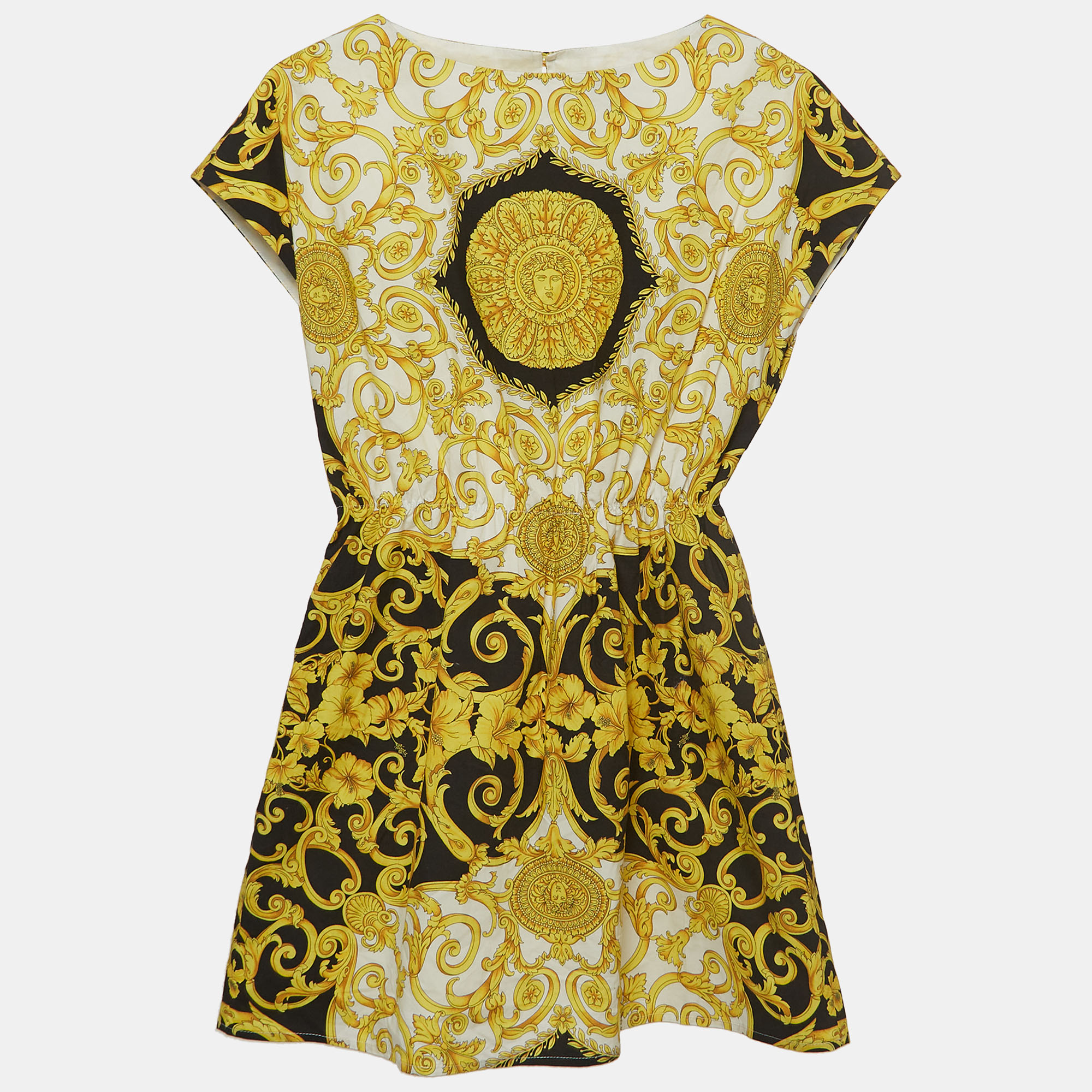 

Young Versace Black/Gold Baroque Print Cotton Dress