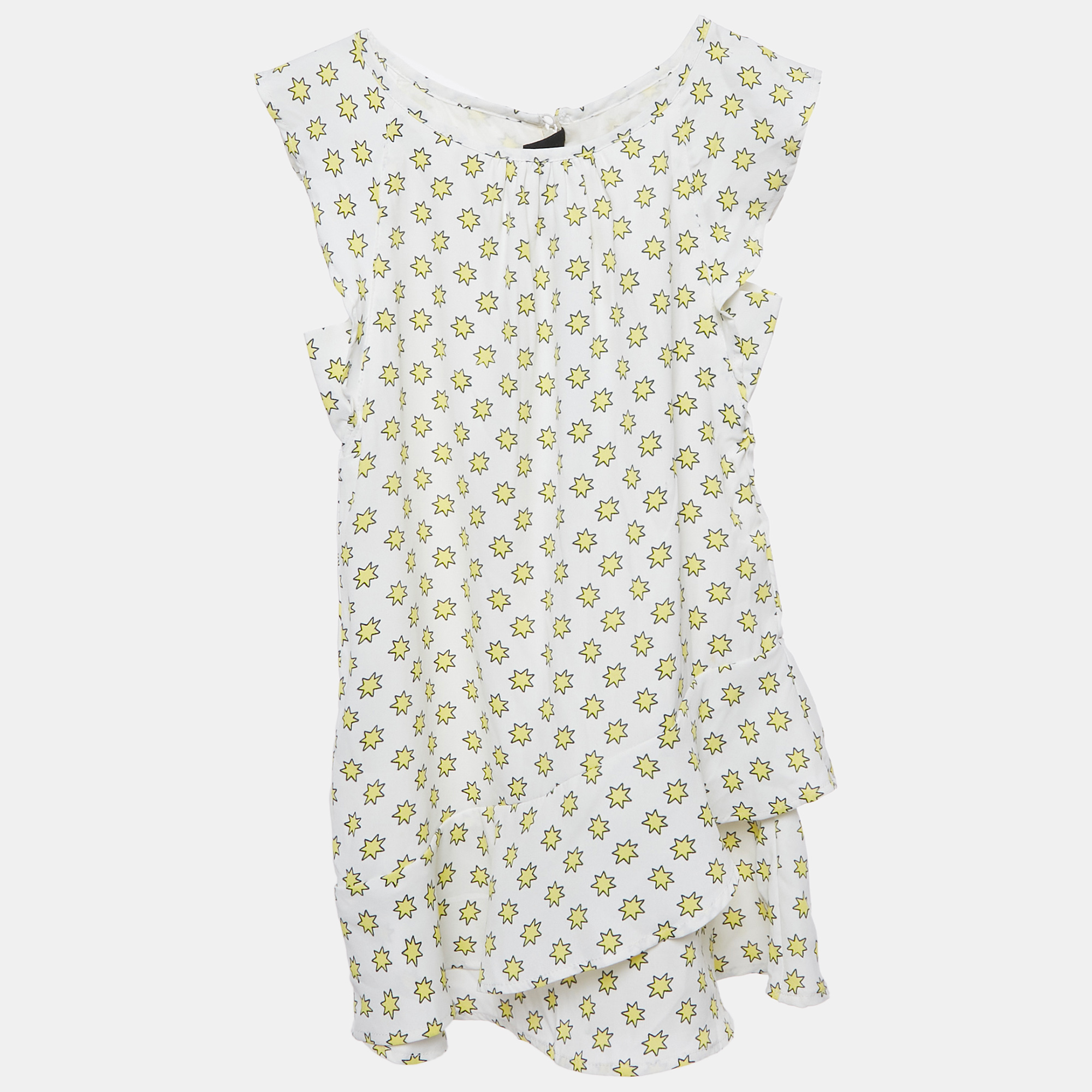 Pre-owned Zadig & Voltaire Kids White Stars Print Crepe Dress 6 Yrs