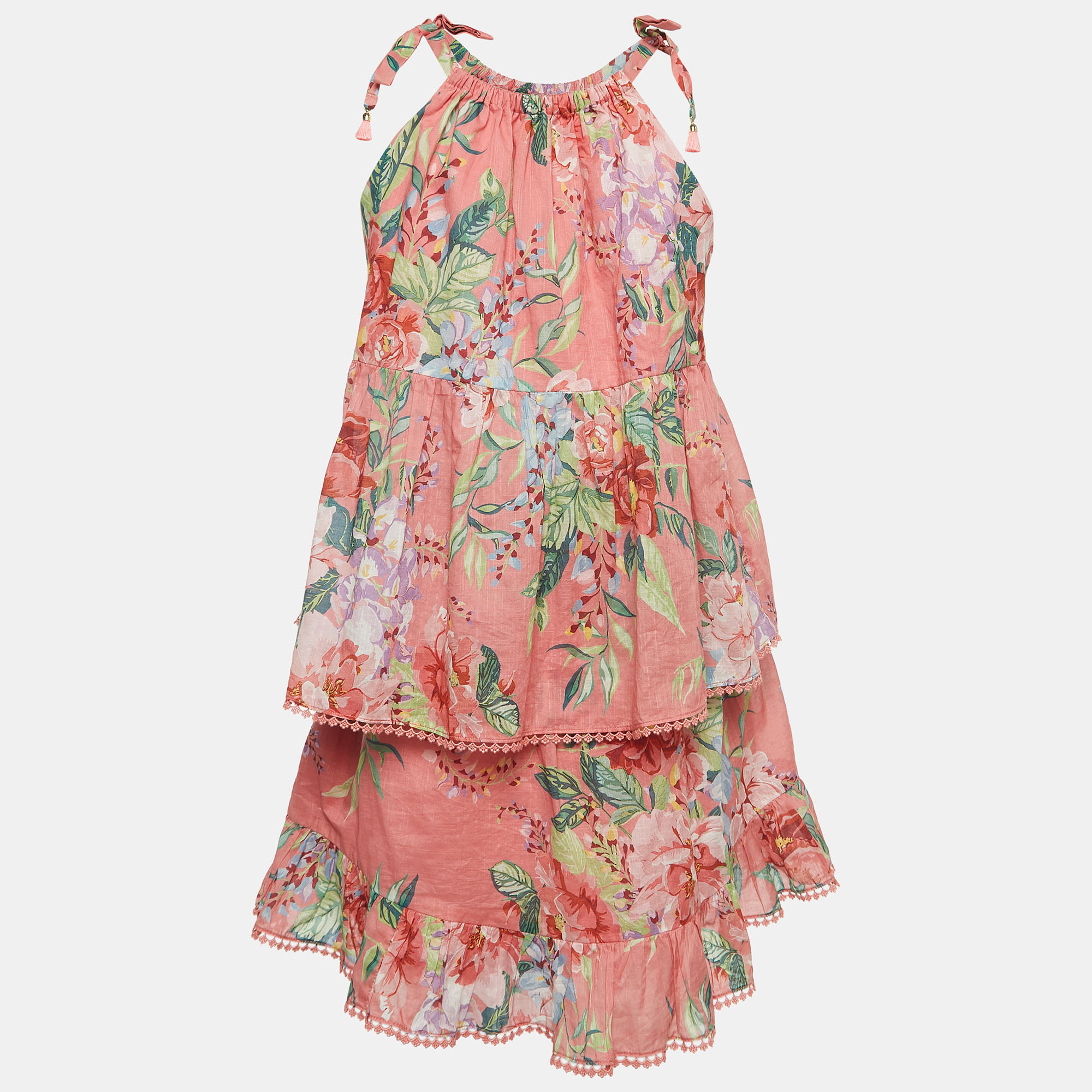 

Zimmermann Pink Floral Print Cotton Top & Skirt Set