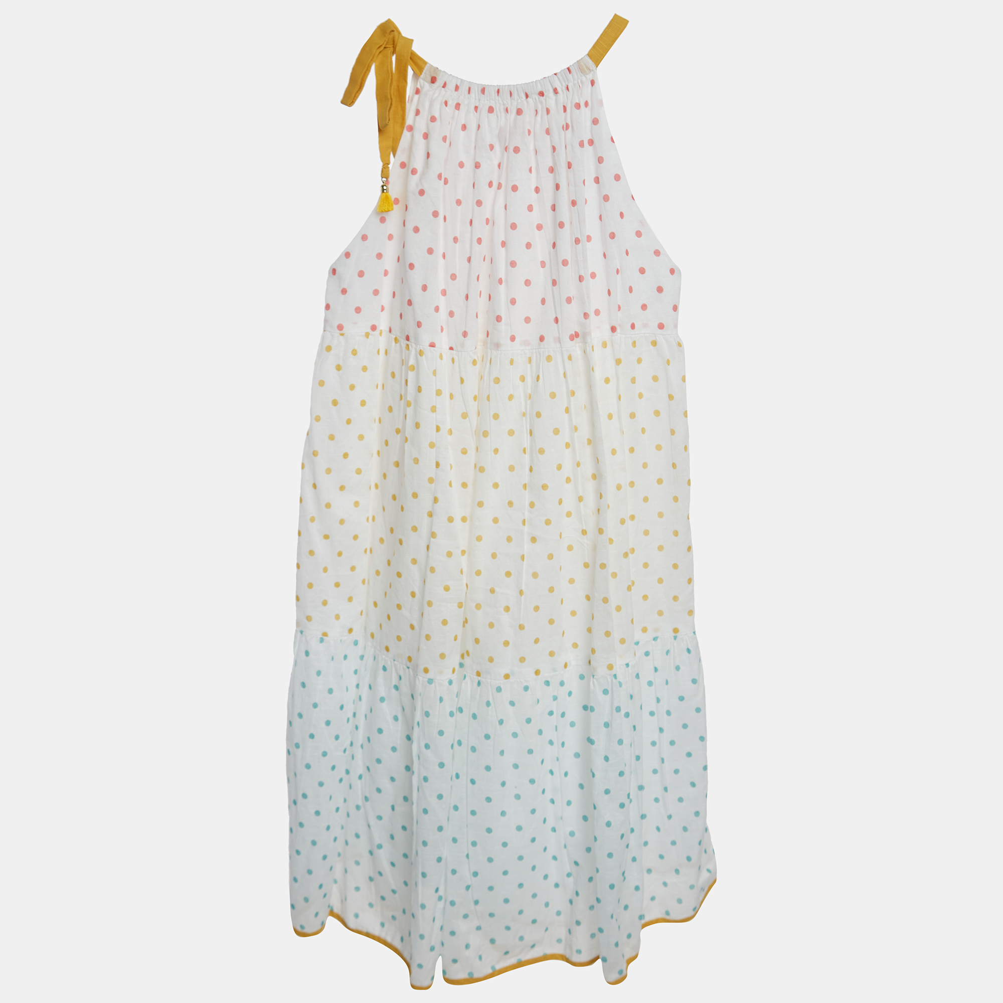 

Zimmermann White/Multicolor Polka-Dot Print Cotton Dress