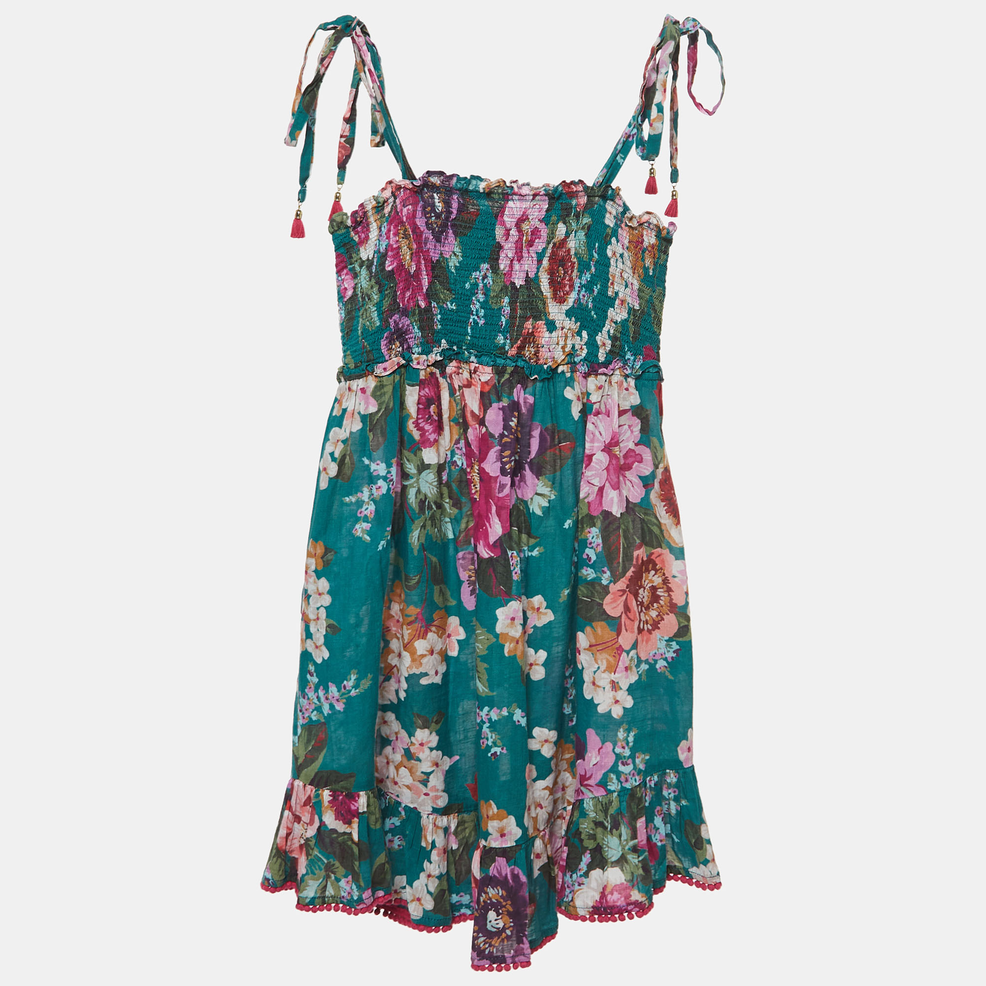 

Zimmermann Green/Multicolor Floral Printed Cotton Dress