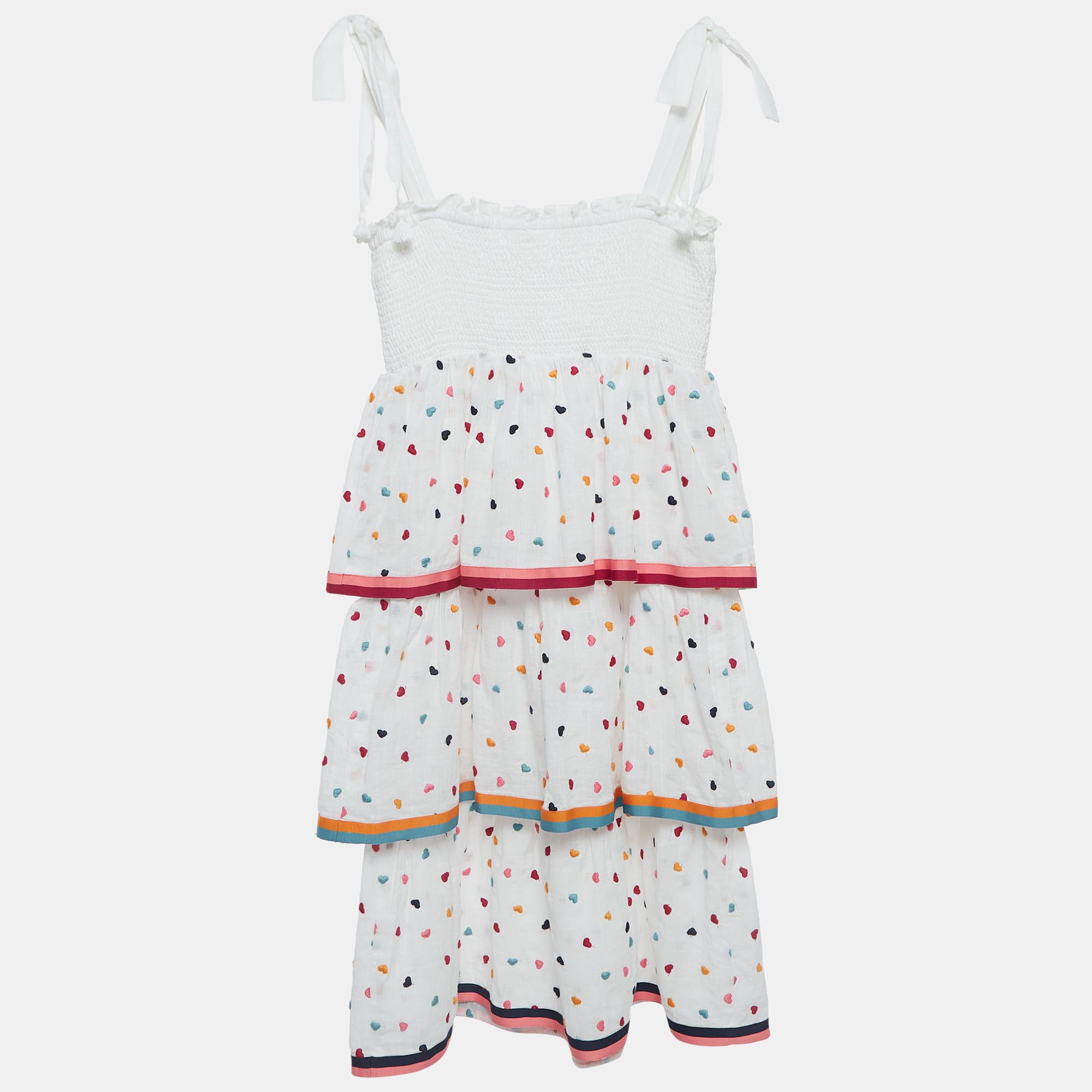 

Zimmermann White Heart Embroidered Cotton Dress