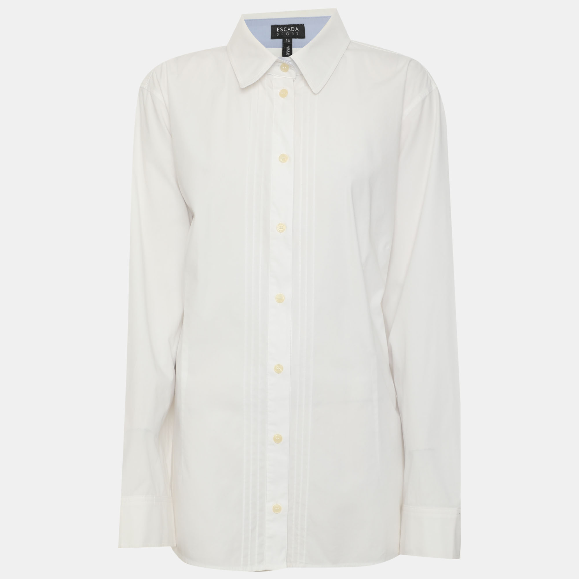 Escada Sport White Stretch Cotton Long Sleeve Shirt XXL
