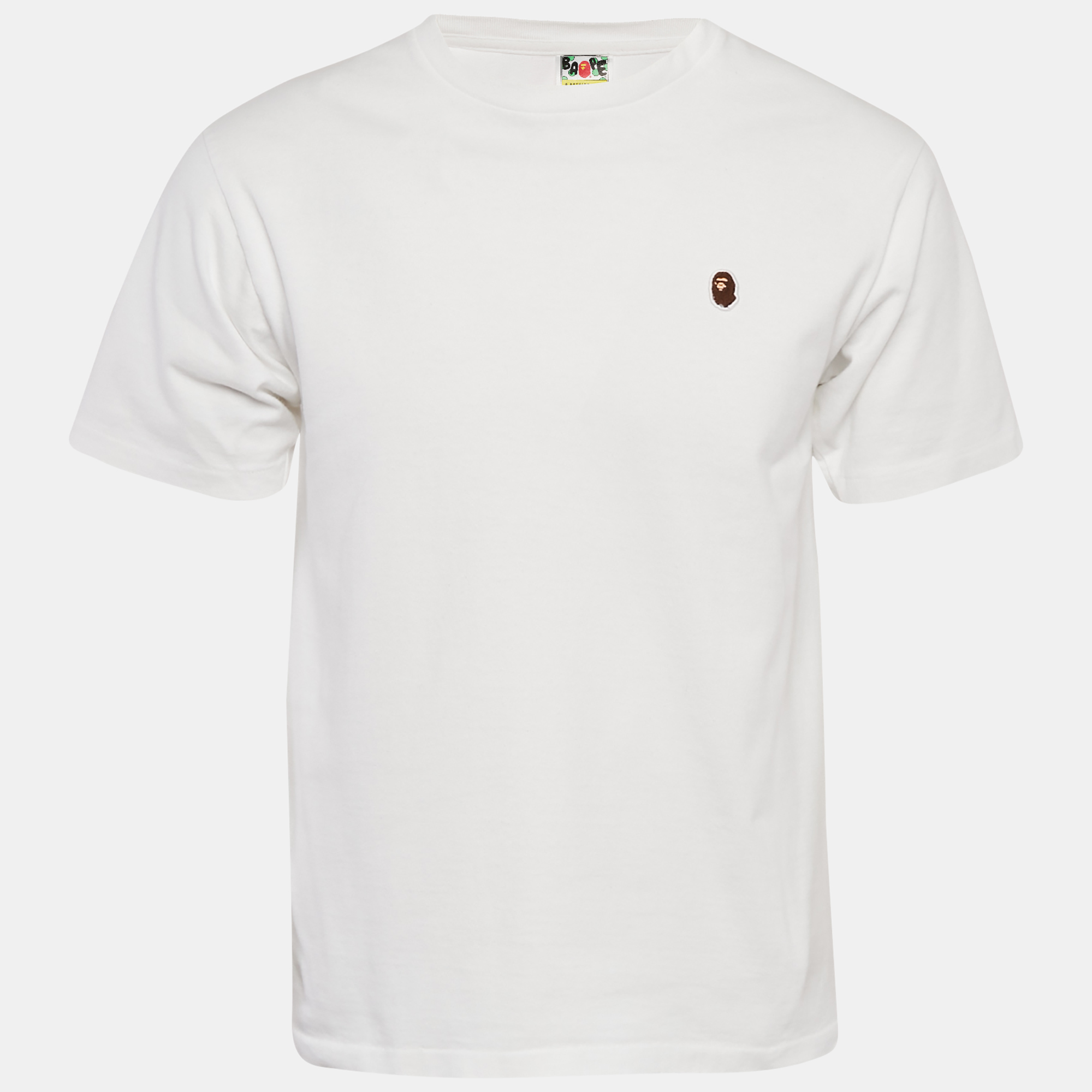 

A Bathing Ape White Ape Head Applique Cotton Jersey T-Shirt M