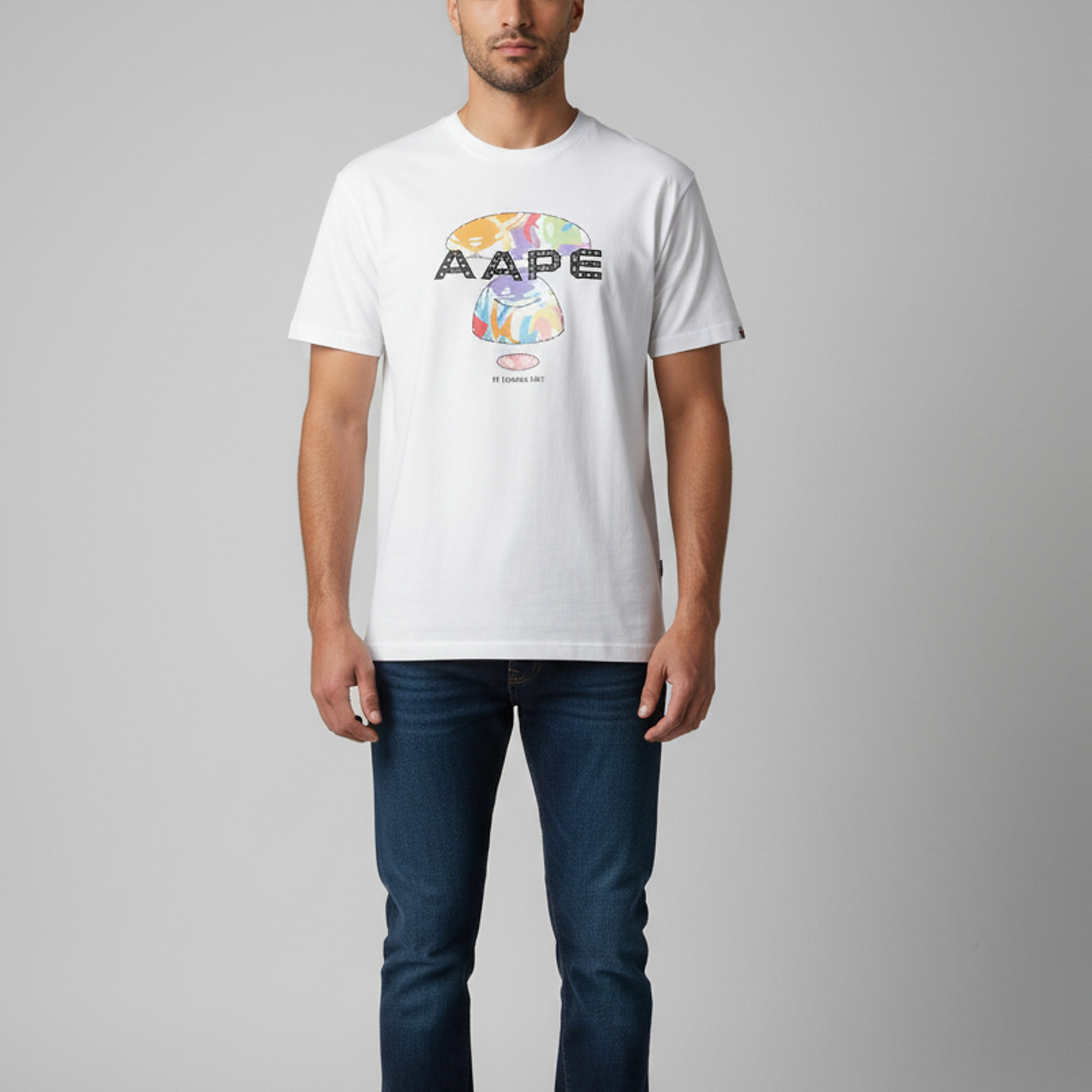 

Aape A Bathing Ape White Graphic Logo Print Jersey Crewneck T-Shirt M