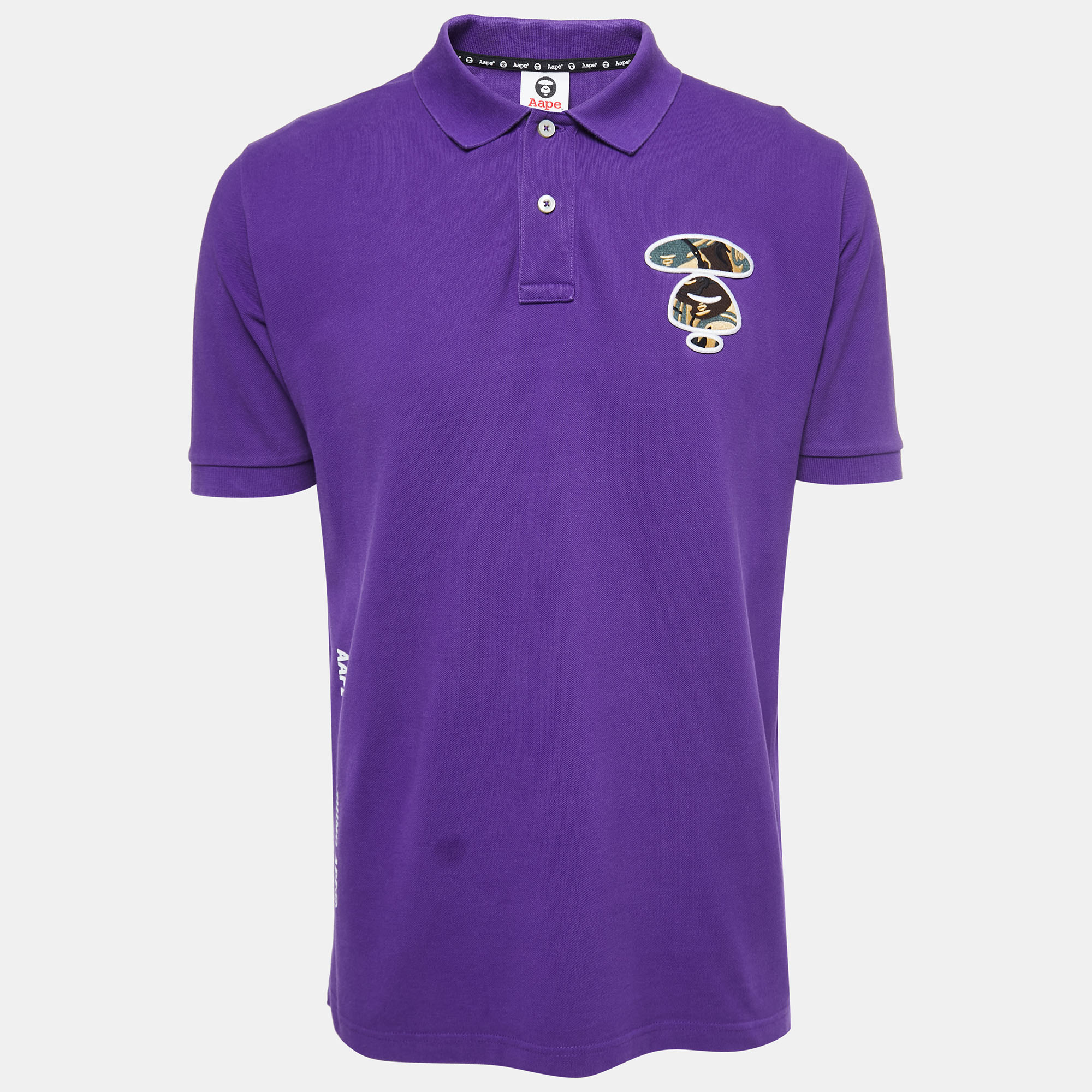 Pre-owned A Bathing Ape Purple Logo Embroidered Cotton Pique Polo T-shirt Xl