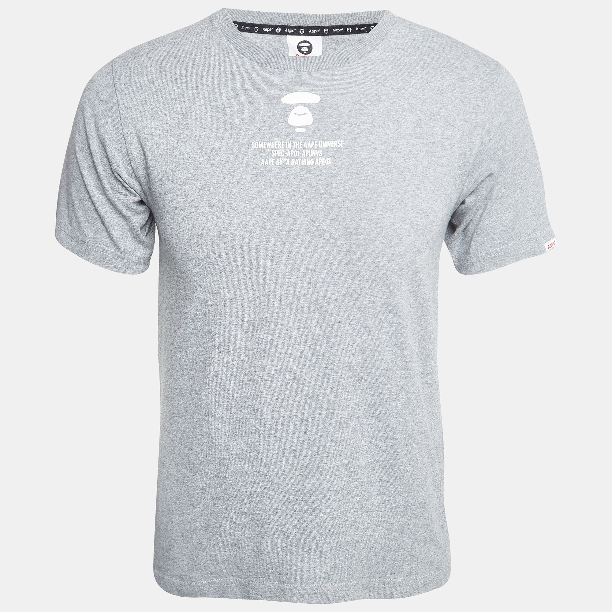 

A Bathing Ape Grey Aape Universe Print Cotton Crew Neck T-Shirt