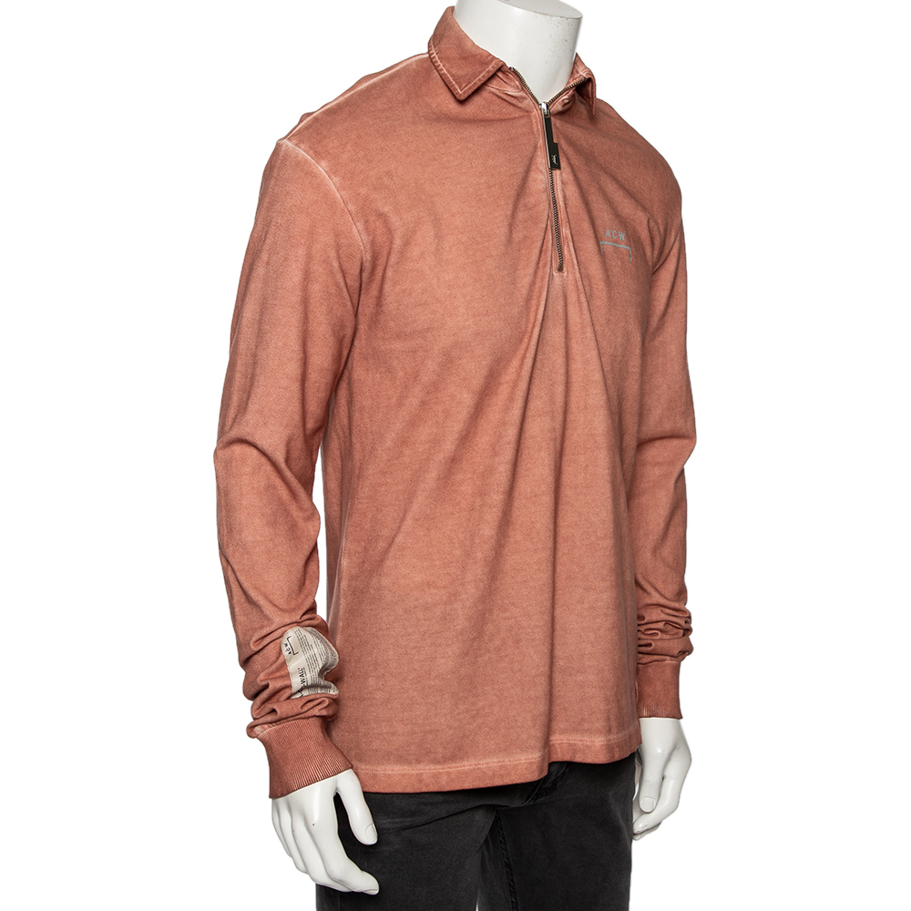

A Cold Wall Sandstone Orange Pique Knit Half Zipper Front Sweatshirt