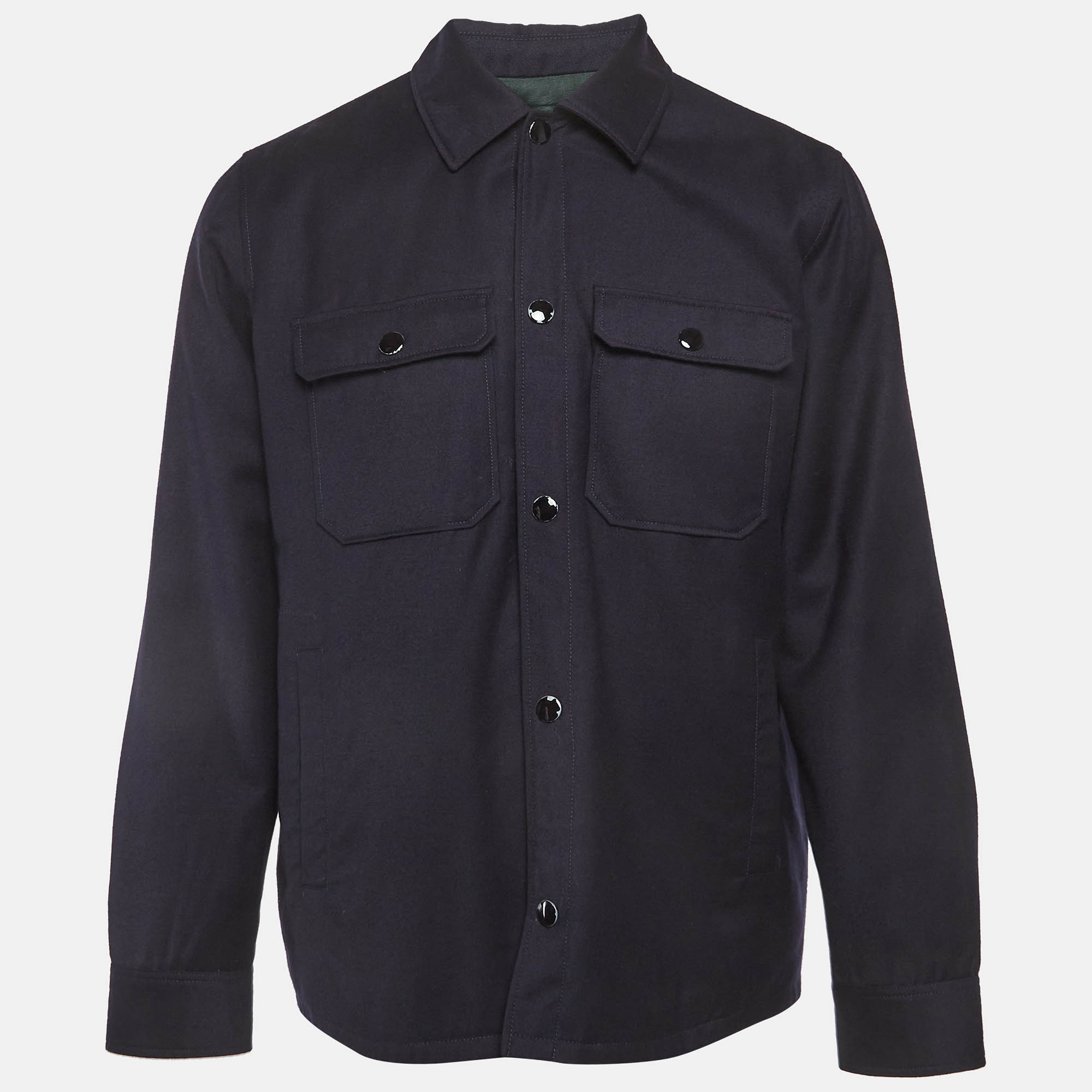 

A.P.C. Navy Blue Wool Button Front Jacket M