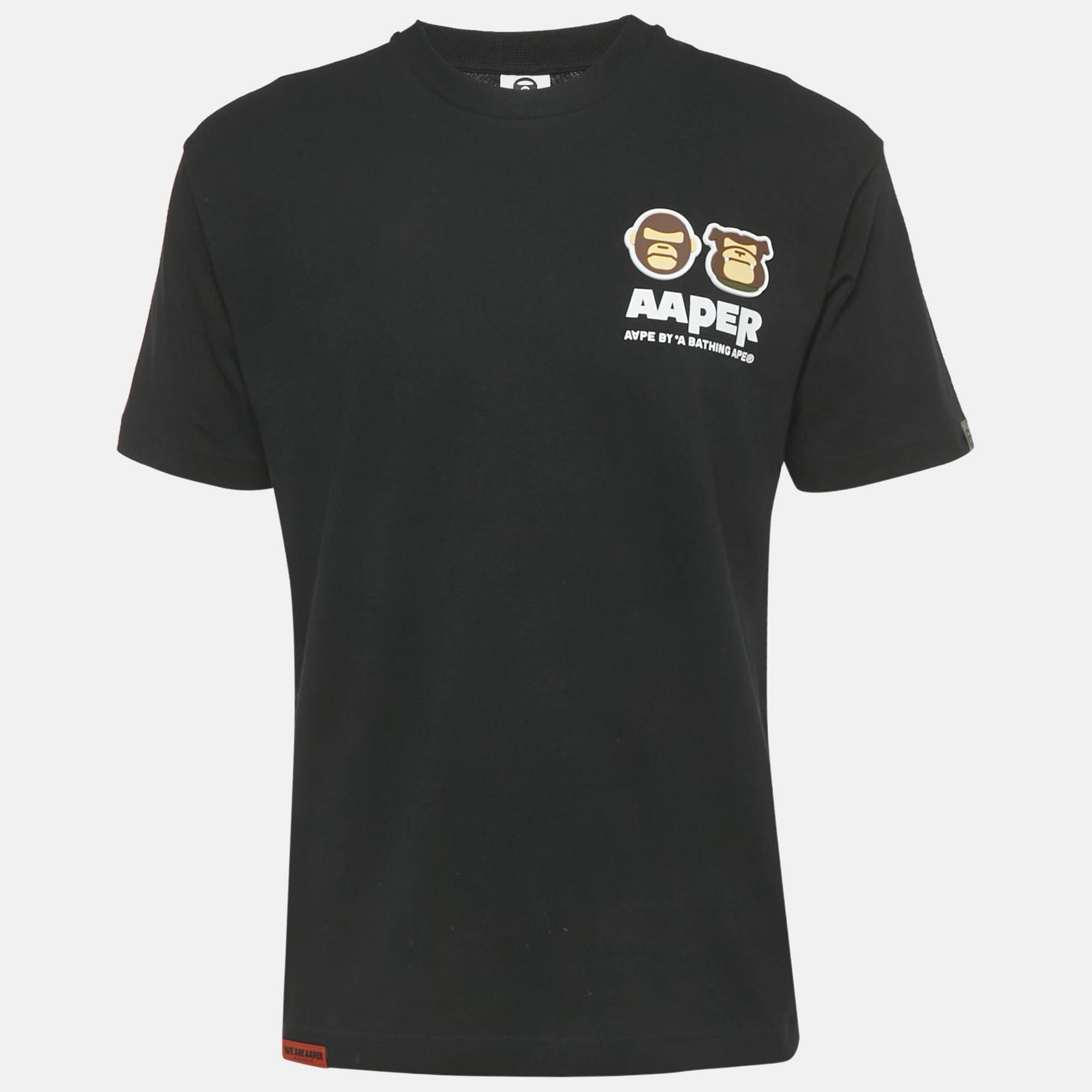 Pre-owned Aape By A Bathing Ape Black Jersey Apper Applique T-shirt S