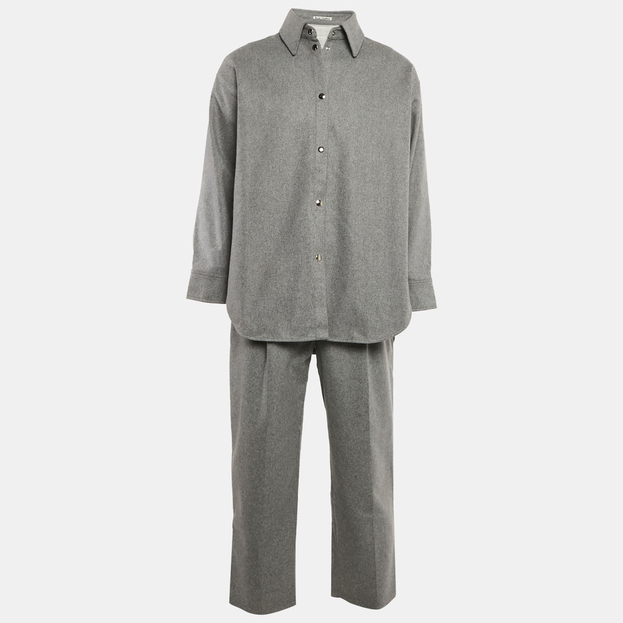 

Acne Studios Grey Wool Blend Long Shirt and Pants Set L