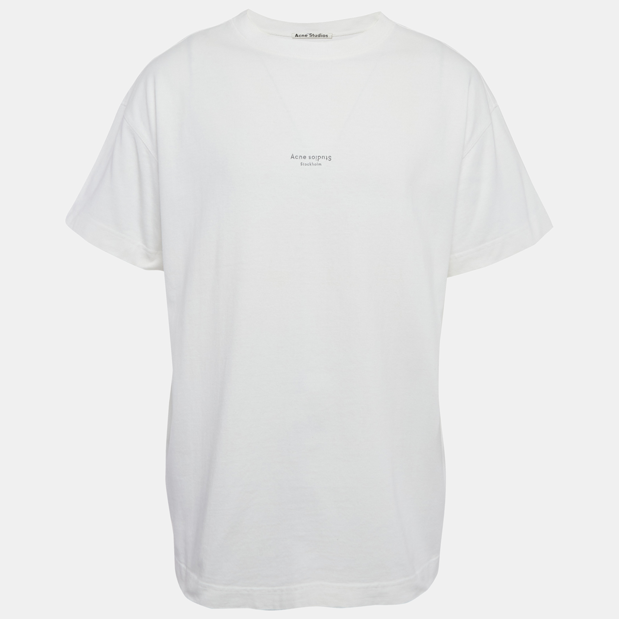 

Acne Studios White Logo Print Cotton Crewneck T-Shirt M