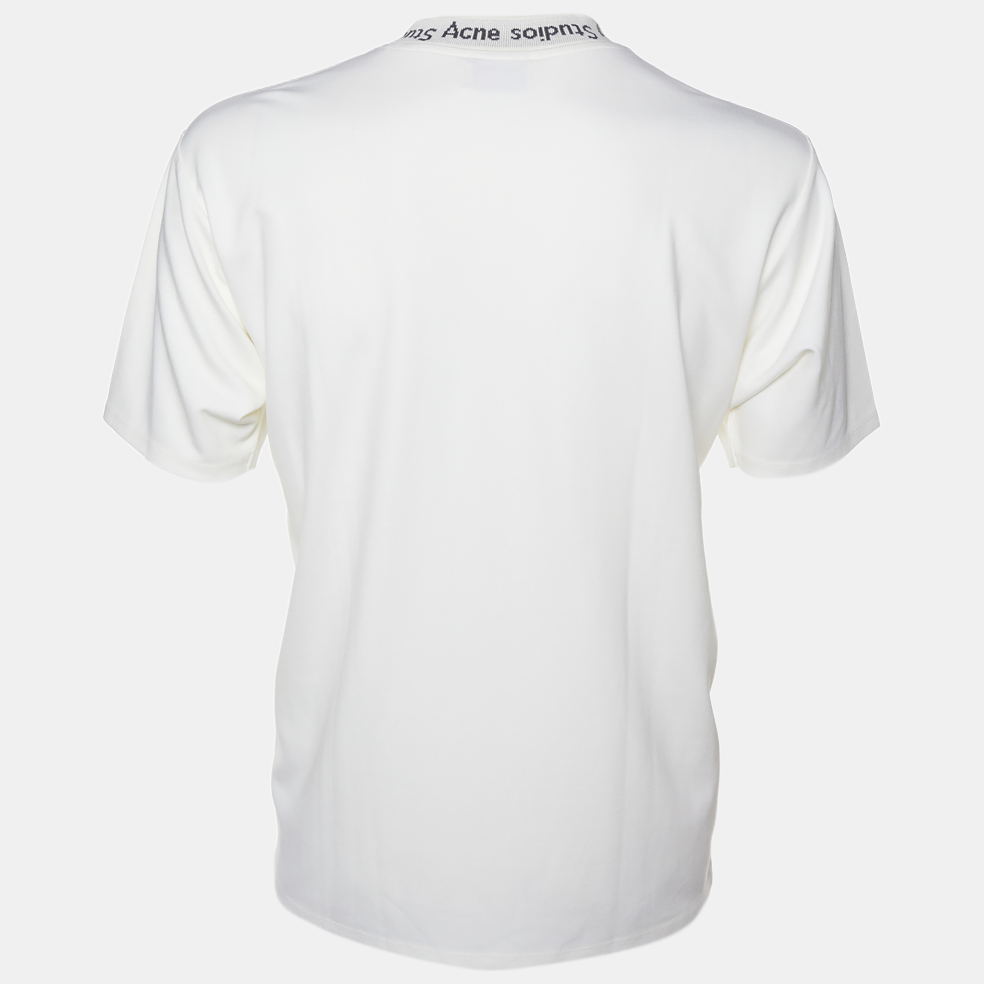 

Acne Studios Off White Stretch Jersey Ribbed Neck Navid T-Shirt