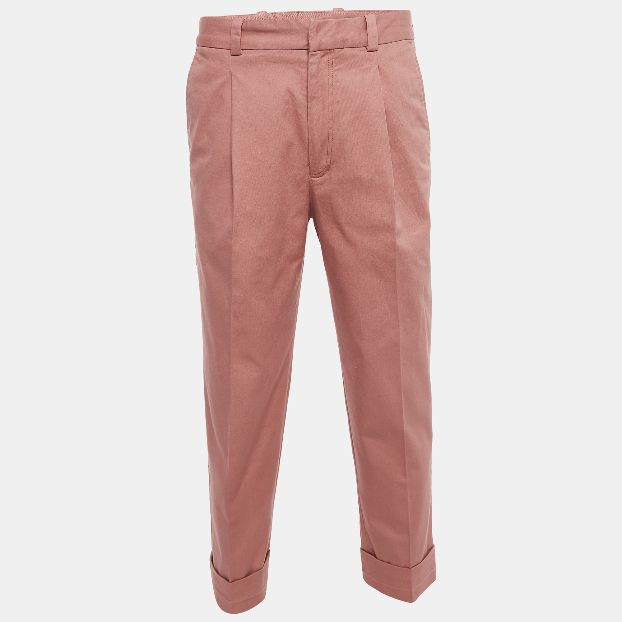 Pre Owned Acne Studios Pink Cotton Pleated Trousers M
