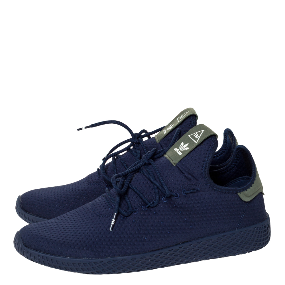 Pharrell Williams x Adidas Navy Blue Cotton Knit PW Tennis Hu Sneakers Size  46 Adidas