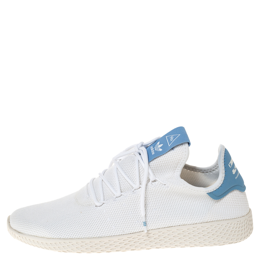 

Pharrell Williams x Adidas White Cotton Knit PW Tennis Hu Sneakers Size
