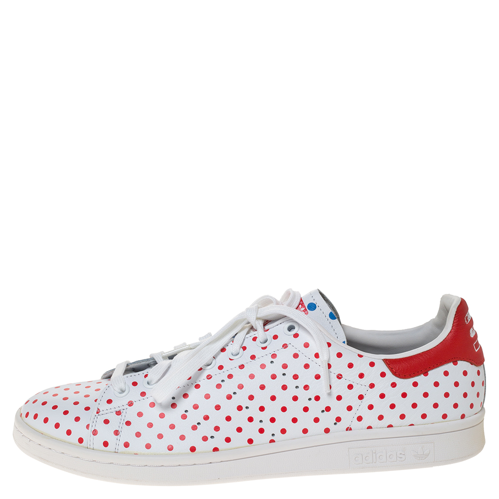 

Adidas Pharrell Williams Stan Smith SPD White/Red Polka Dot Leather Sneakers Size