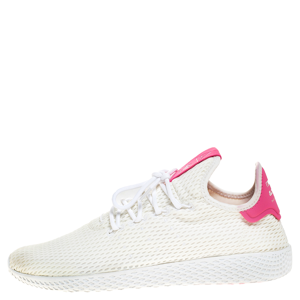 

Pharrell Williams x Adidas White Cotton Knit PW Tennis Hu Sneakers Size