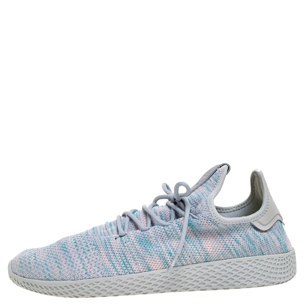 

Pharrell Williams x Adidas Grey/Pink Cotton Knit PW Tennis Hu Sneakers Size