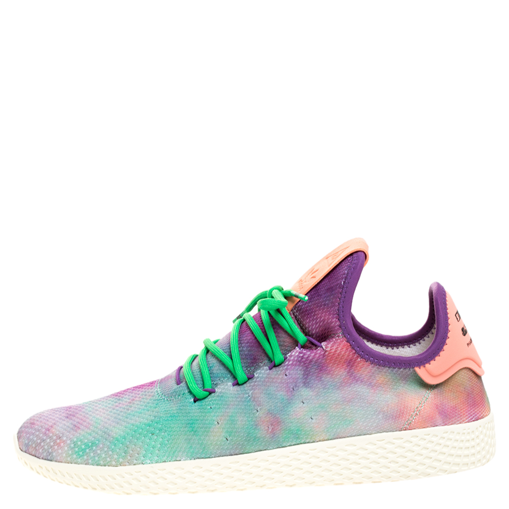 

Pharrell Williams x Adidas Dye Multicolor Knit Fabric PW Tennis Hu Sneakers Size