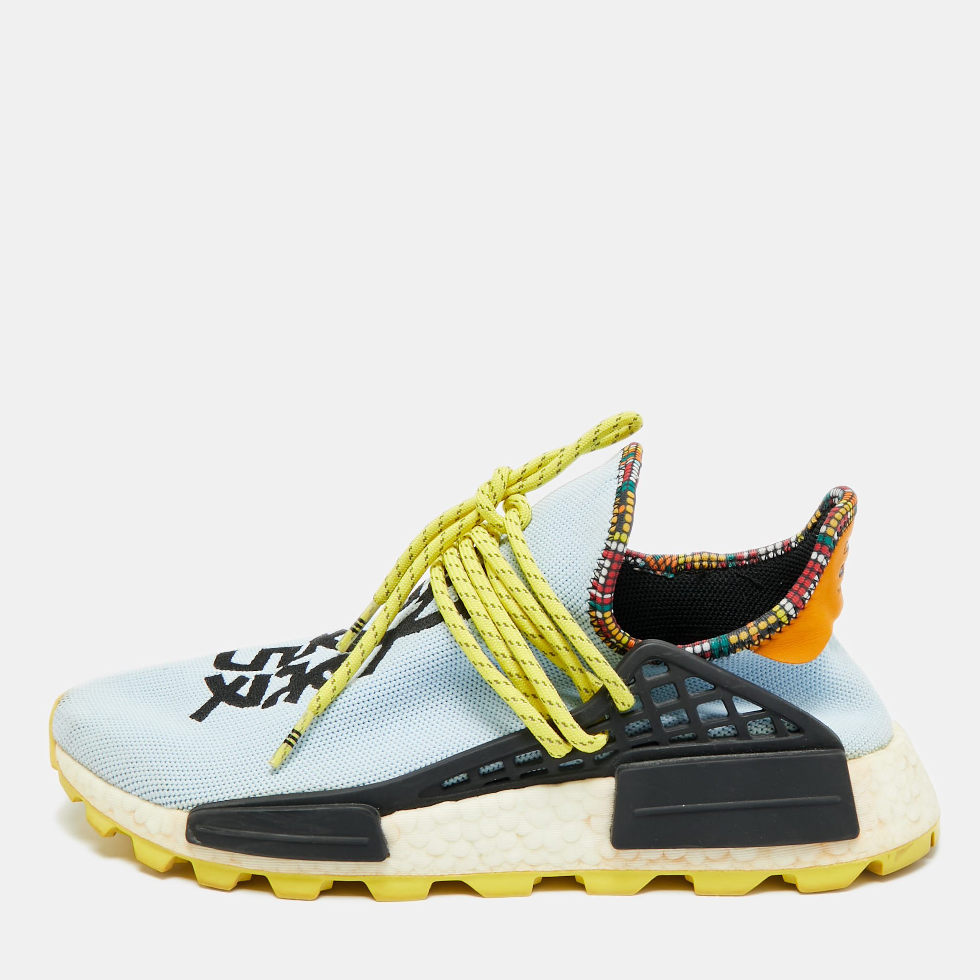 

Adidas NMD HU Pharrell Human Made Size  Blue Knit Fabric Lace Up Sneakers