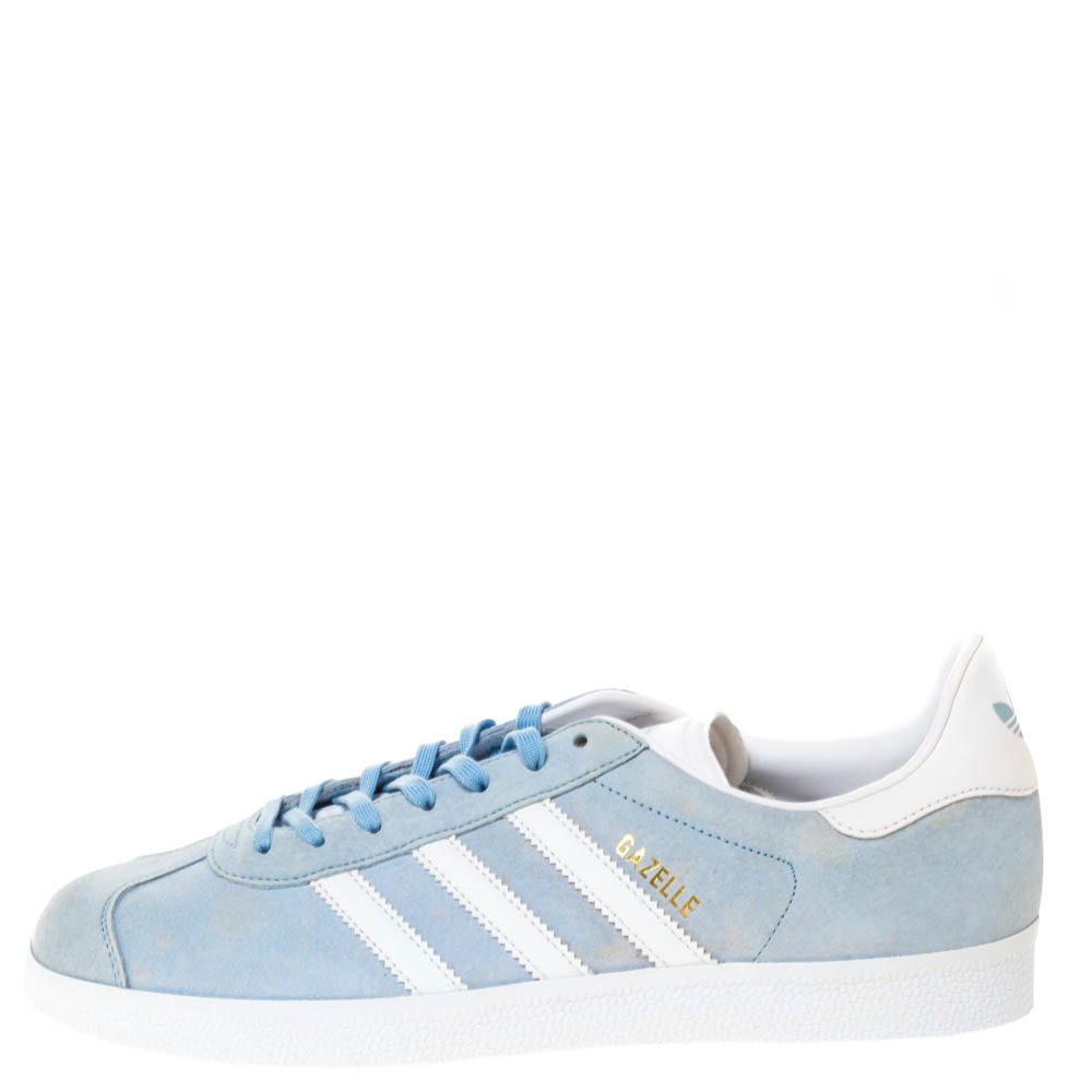 

Adidas Light Blue/White Nubuck And Leather Gazelle Sneaker Size