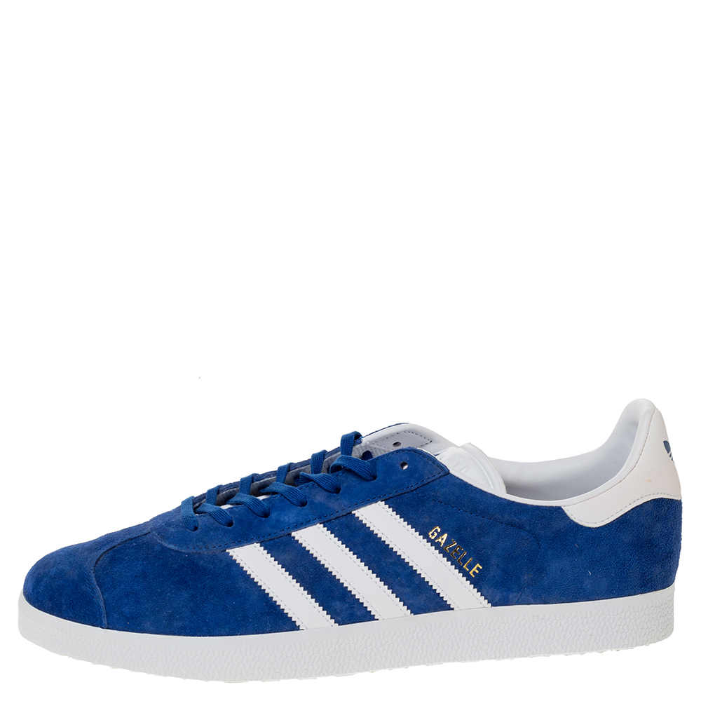 

Adidas Blue/White Suede And Leather Gazelle Sneakers Size