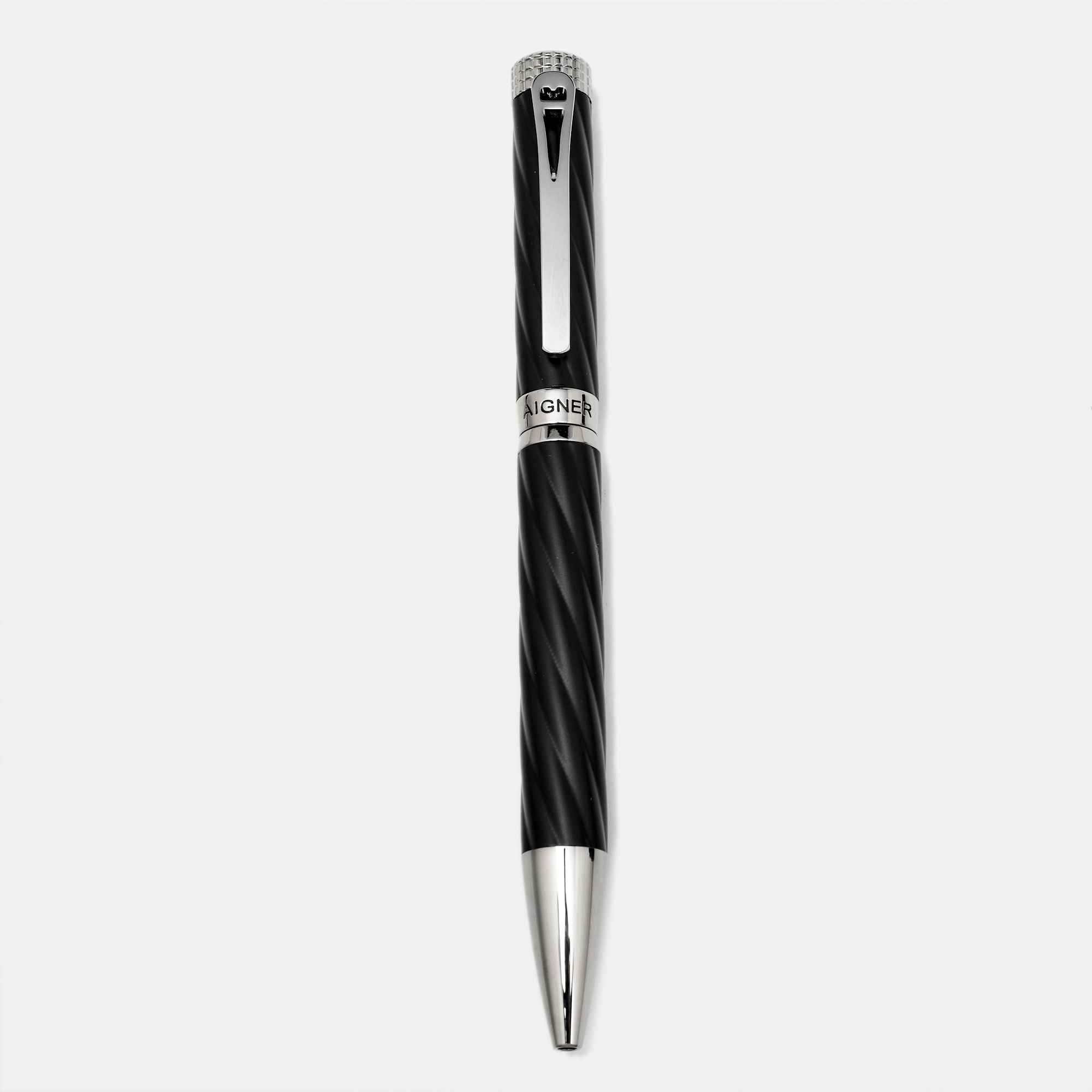 

Aigner Black Textured Composite Silver Tone Ballpoint Pen