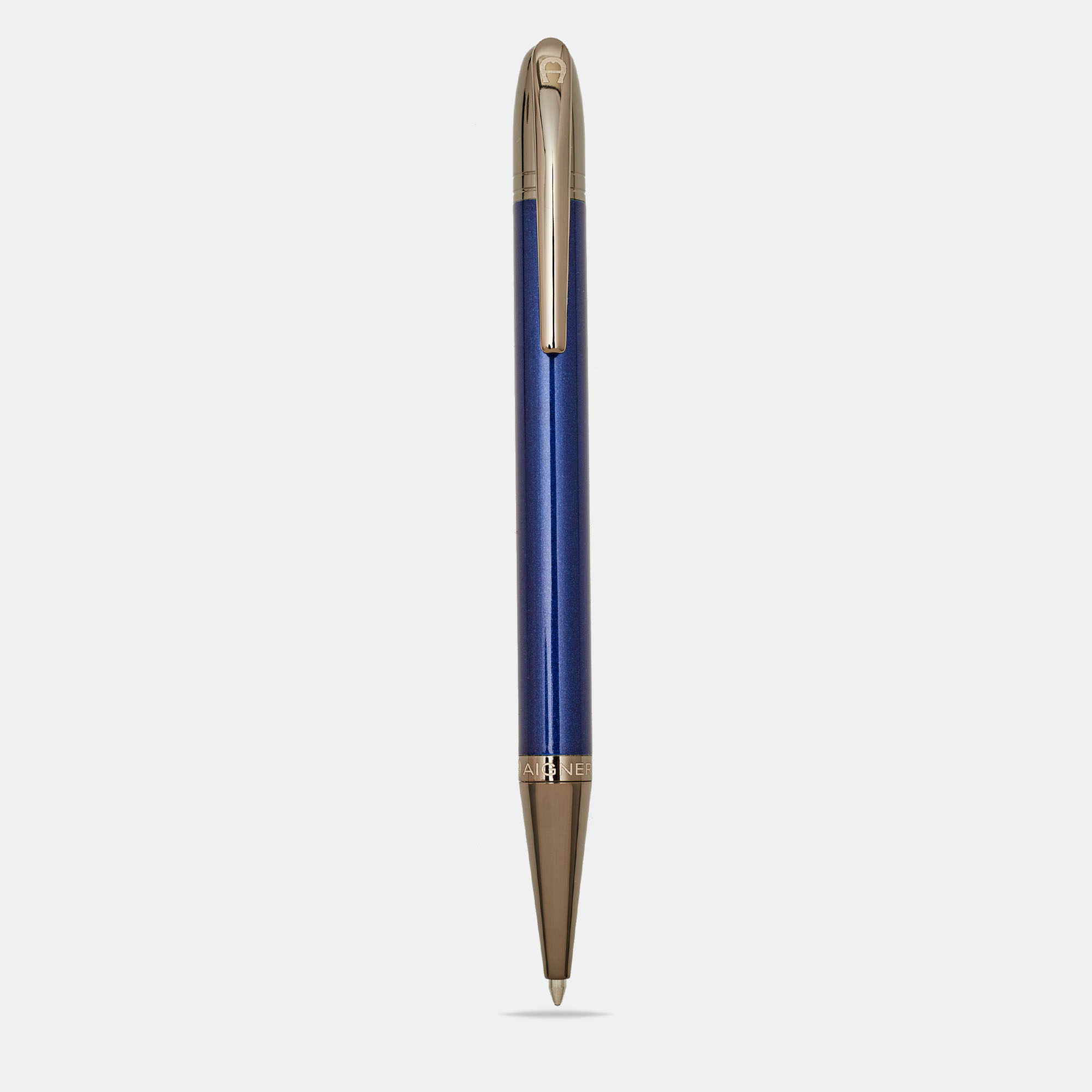 Pre-owned Aigner Blue Lacquer Gunmetal Tone Ballpoint Pen