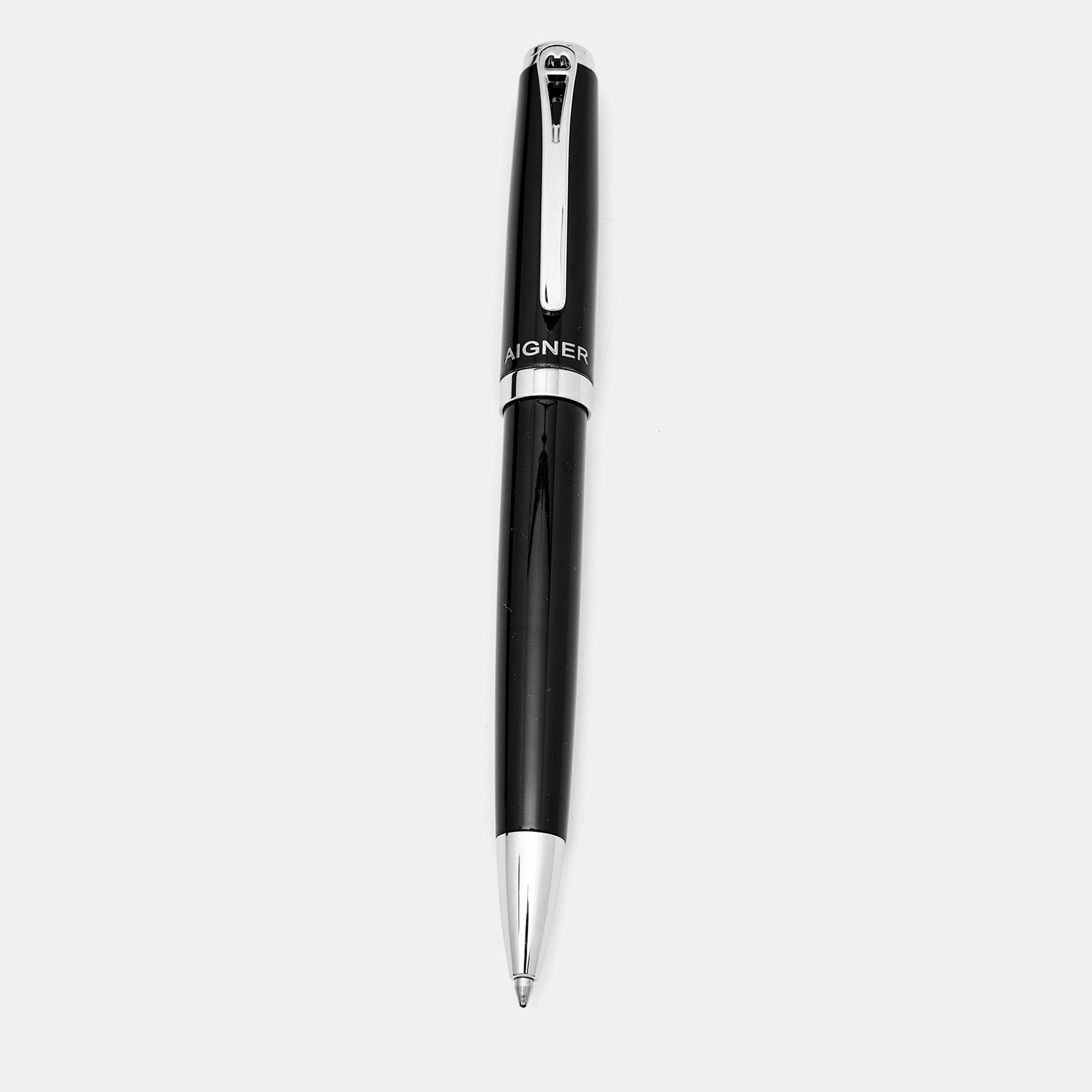 Pre-owned Aigner Black Resin Flero A Logo Ballpoint Pen