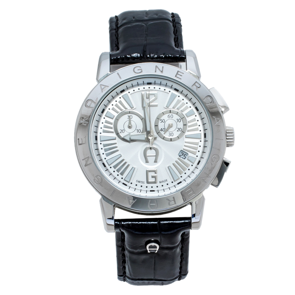 Aigner Silver White Stainless Steel Cortina A26500 Men's Wristwatch 42 ...