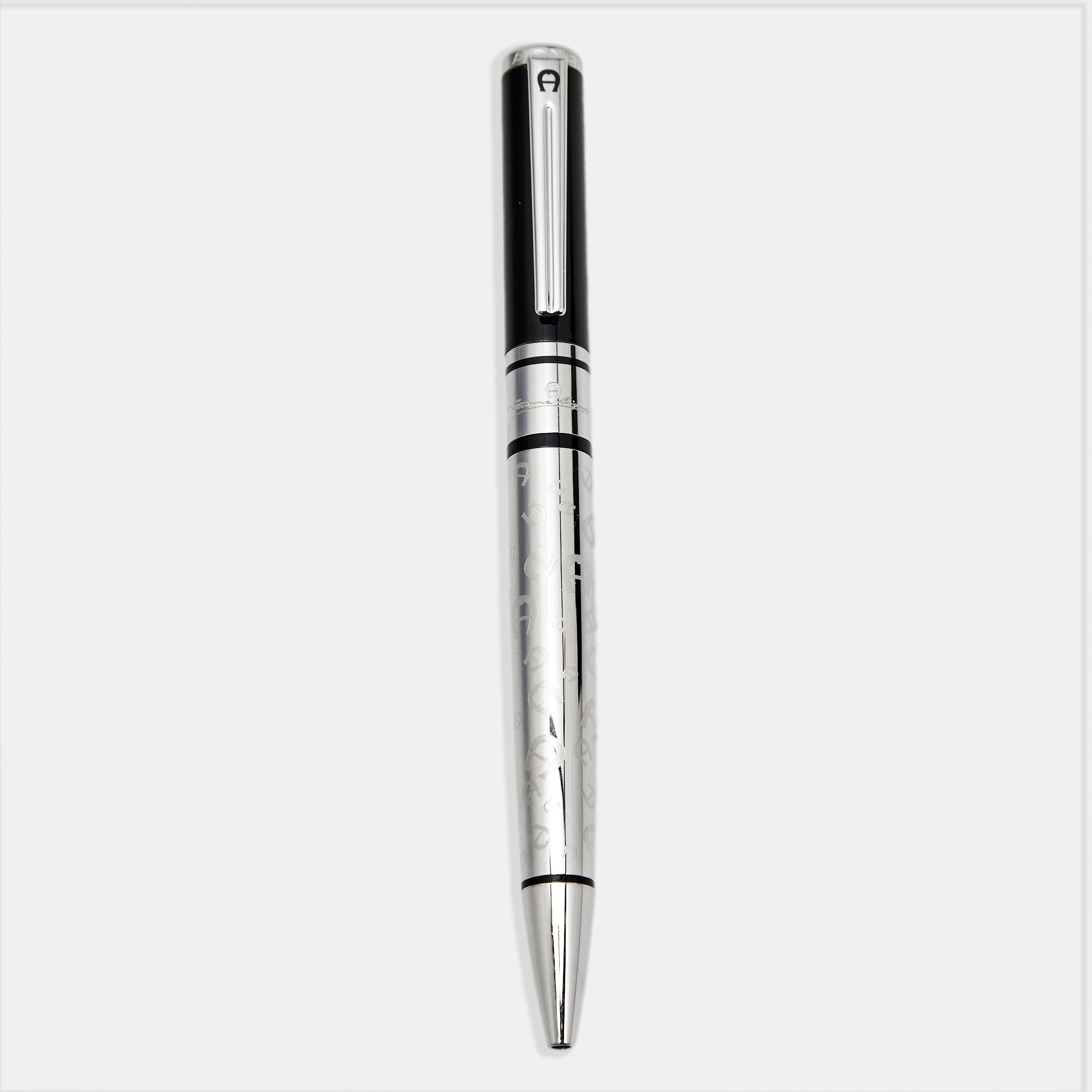 Pre-owned Aigner Logo Resin Silver Tone Ballpoint