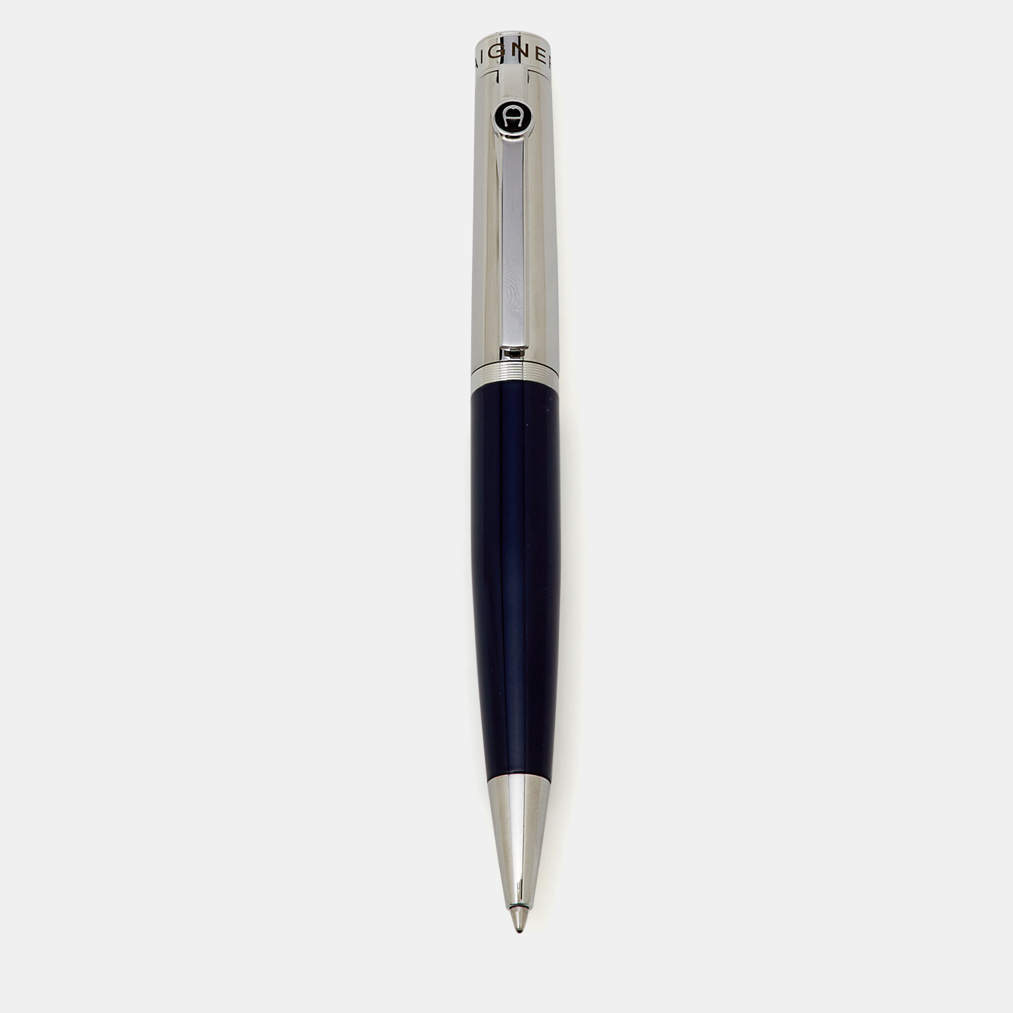 

Aigner Logo Enamel Resin Silver Tone Ballpoint Pen