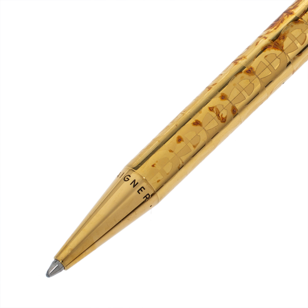 

Aigner Textured Logo Gold Tone Ballpoint Pen