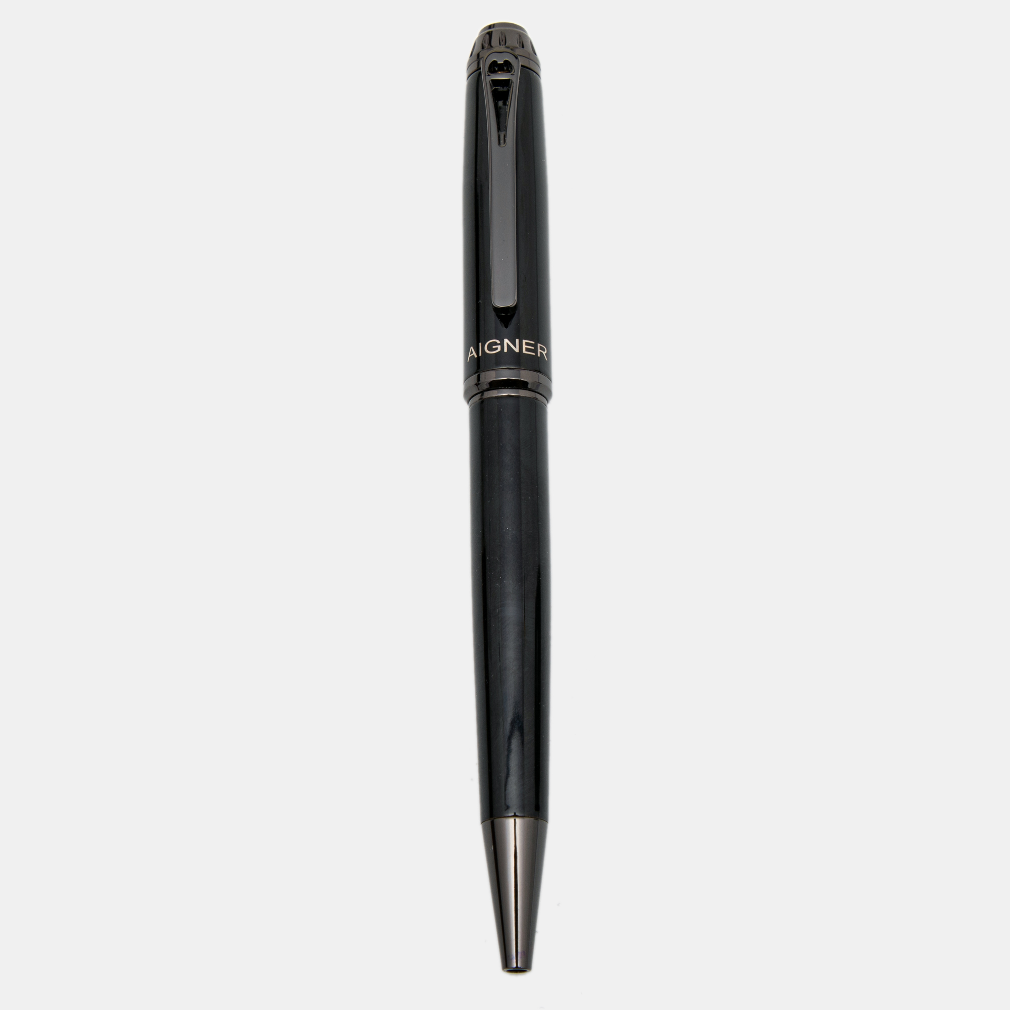 Pre-owned Aigner Maso Black Resin Black Pvd Coated Ballpoint Pen | ModeSens