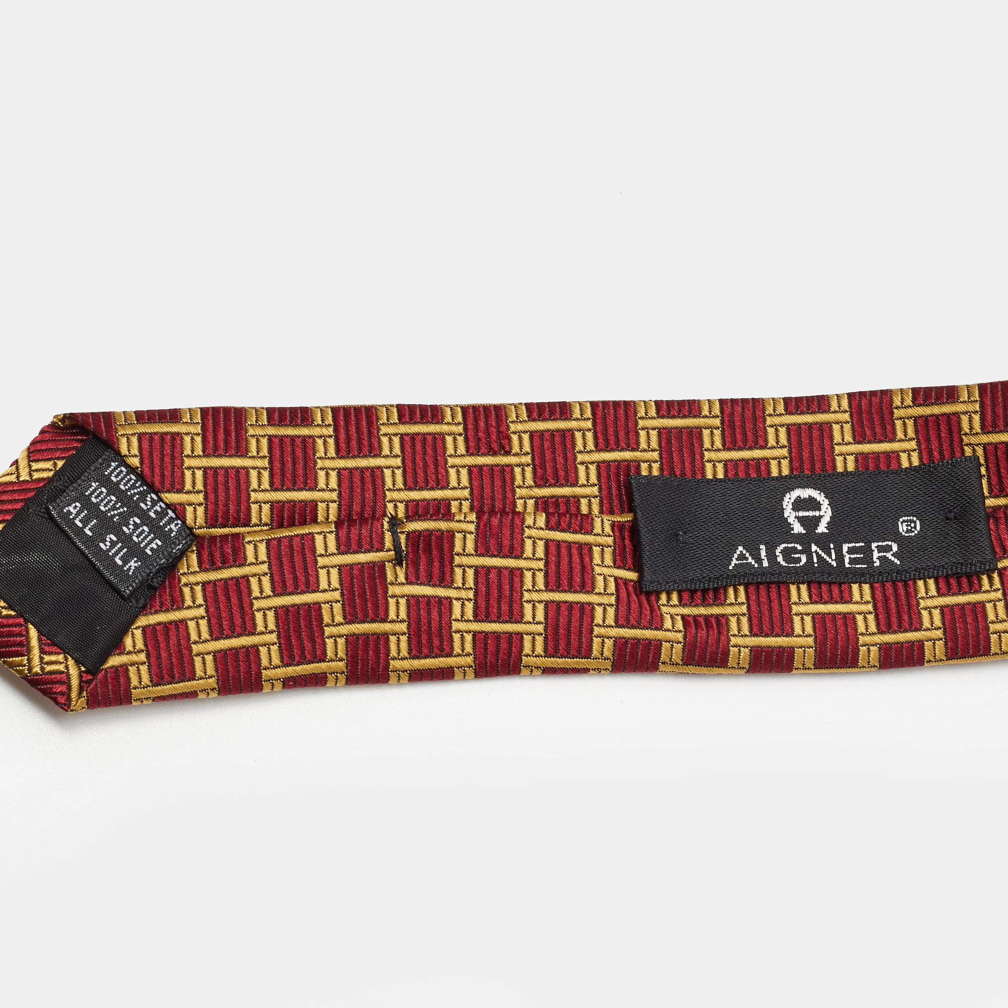 Aigner Red/Yellow Jacquard Silk Tie 