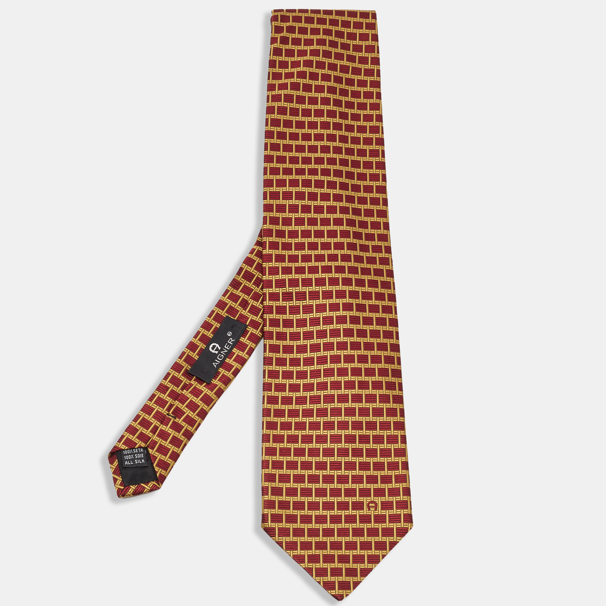 

Aigner Red/Yellow Jacquard Silk Tie