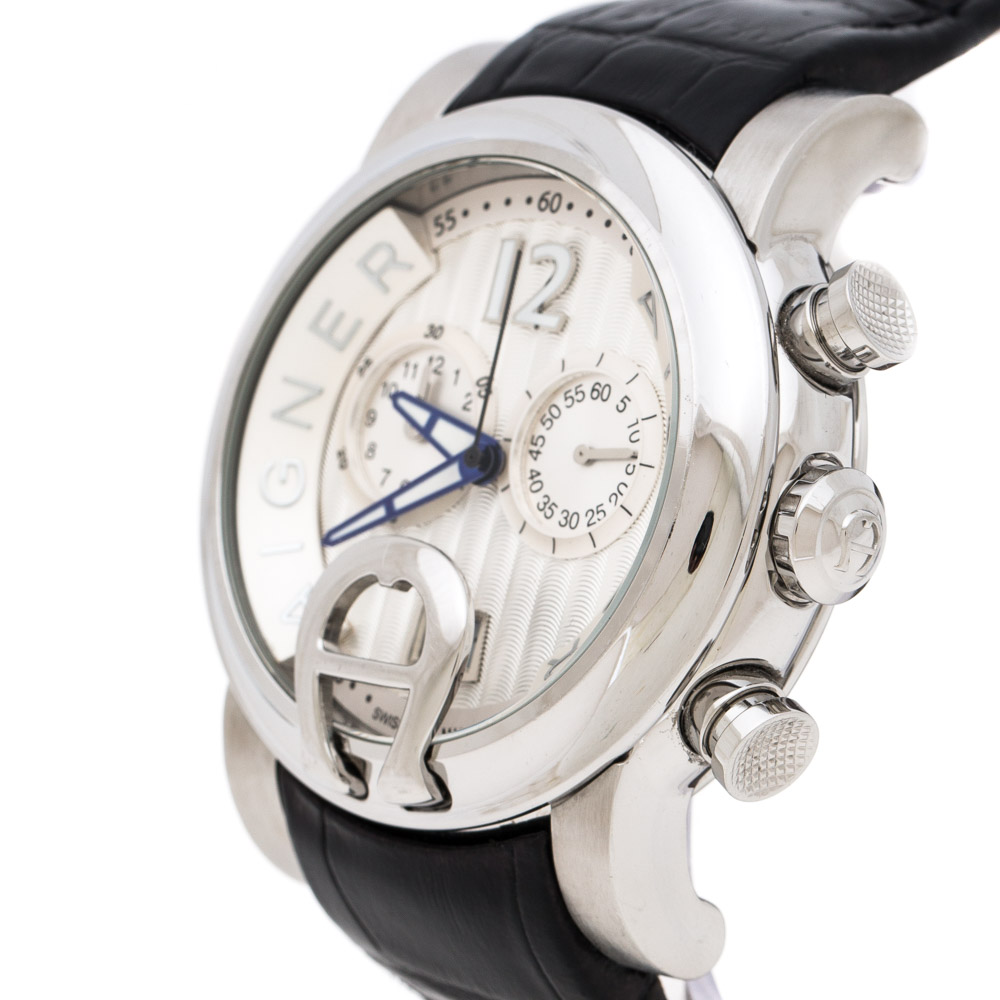 

Aigner Silver Stainless Steel Bari A37500 Men's Wristwatch, Black