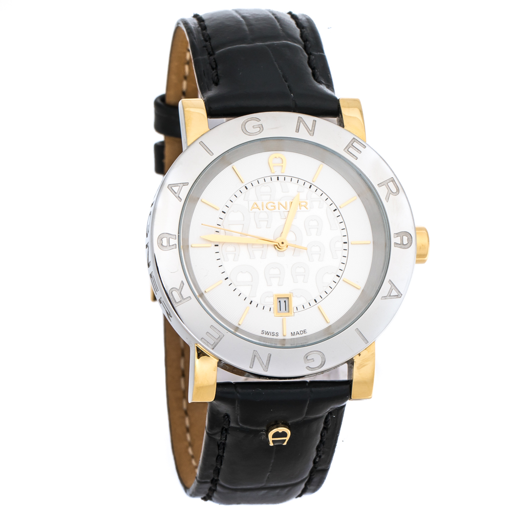 Aigner Silver White Two-Tone Stainless Steel Cortina A26000 Men's ...